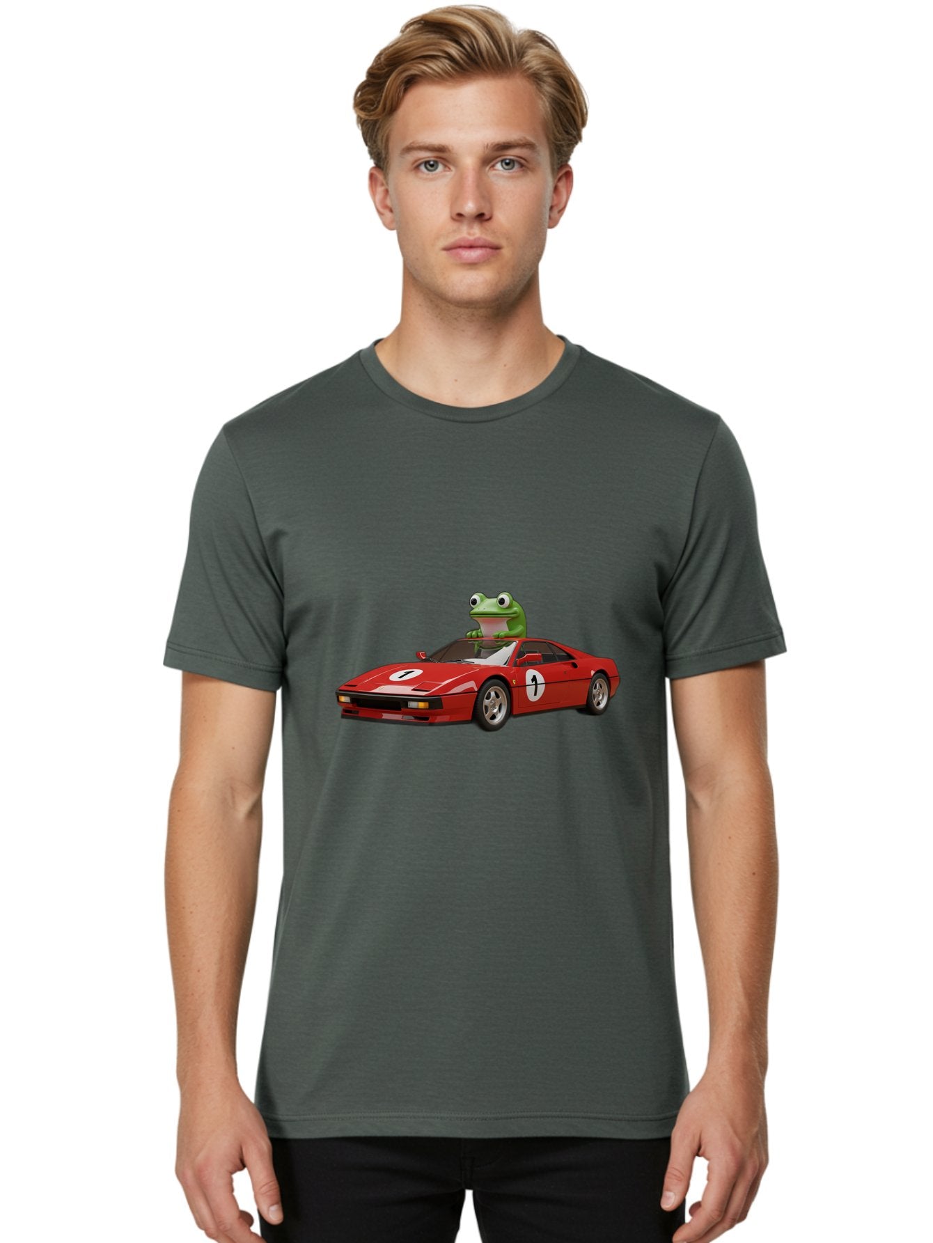 Frog-In-Ferrari-4 Men'S Graphic Tee, 100% Cotton, Comfortable Casual Summer Wear, Machine Washable, Vintage Camera, Old Camera, Antique Camera, Black Camera, Classic Photography, Photography Equipment, Nostalgic Device, Film Camera, Camera Art Baf828 19