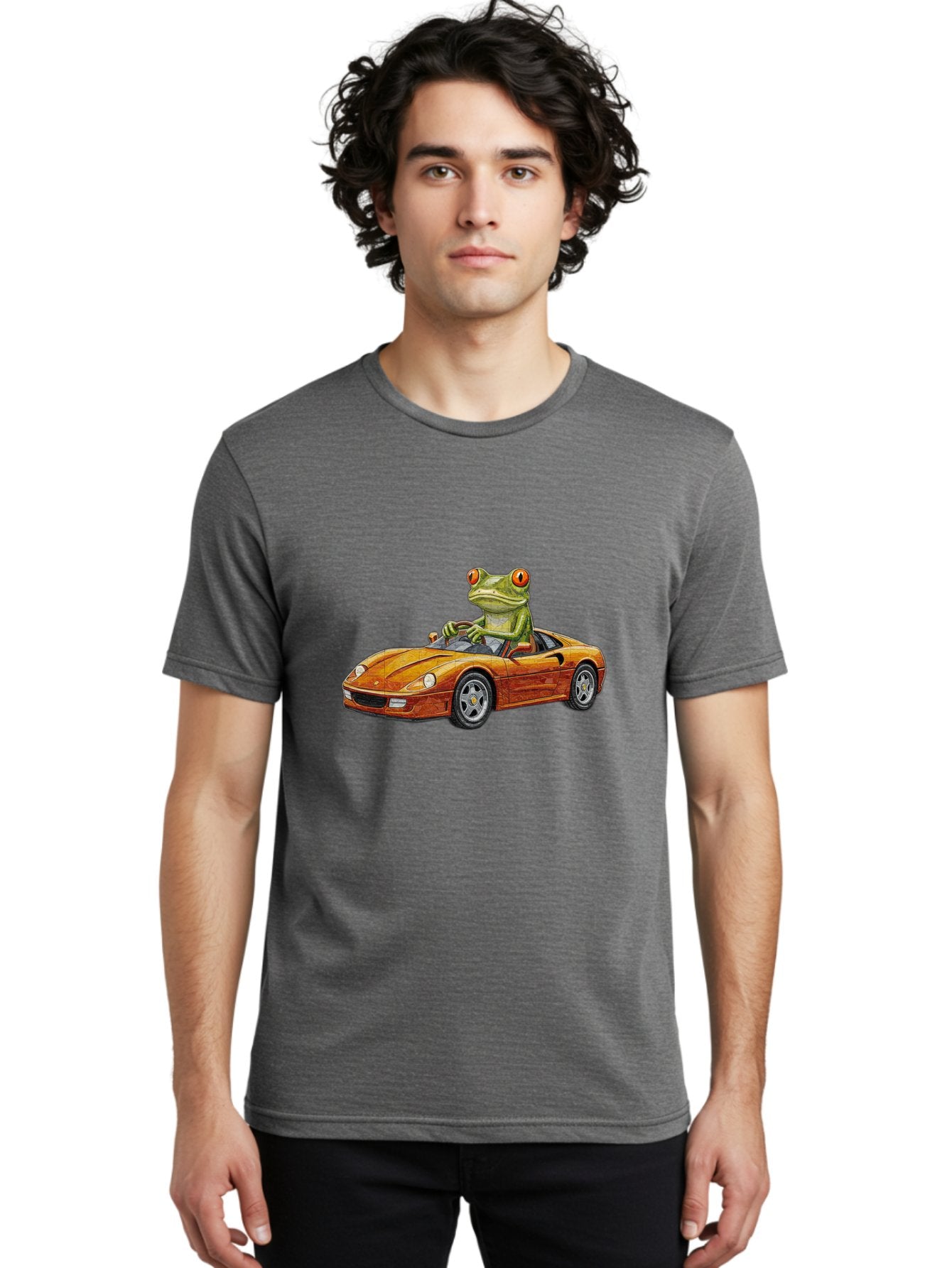 Frog-In-Ferrari-5 Men'S Graphic Tee, 100% Cotton, Comfortable Casual Summer Wear, Machine Washable, Vintage Camera, Old Camera, Antique Camera, Black Camera, Classic Photography, Photography Equipment, Nostalgic Device, Film Camera, Camera Art Baf829 24