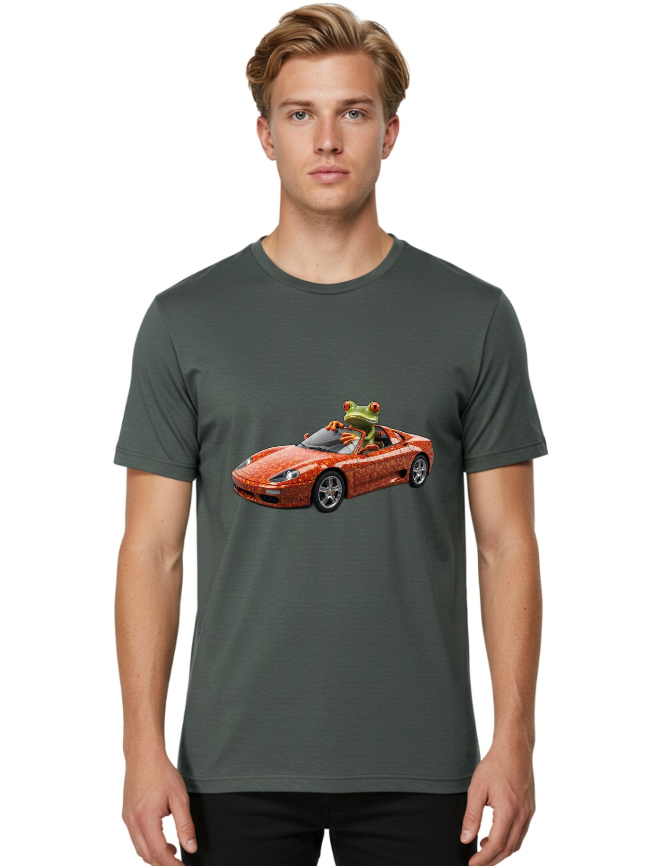 Frog-In-Ferrari-6 Men'S Graphic Tee, 100% Cotton, Comfortable Casual Summer Wear, Machine Washable, Vintage Camera, Old Camera, Antique Camera, Black Camera, Classic Photography, Photography Equipment, Nostalgic Device, Film Camera, Camera Art Baf830 20