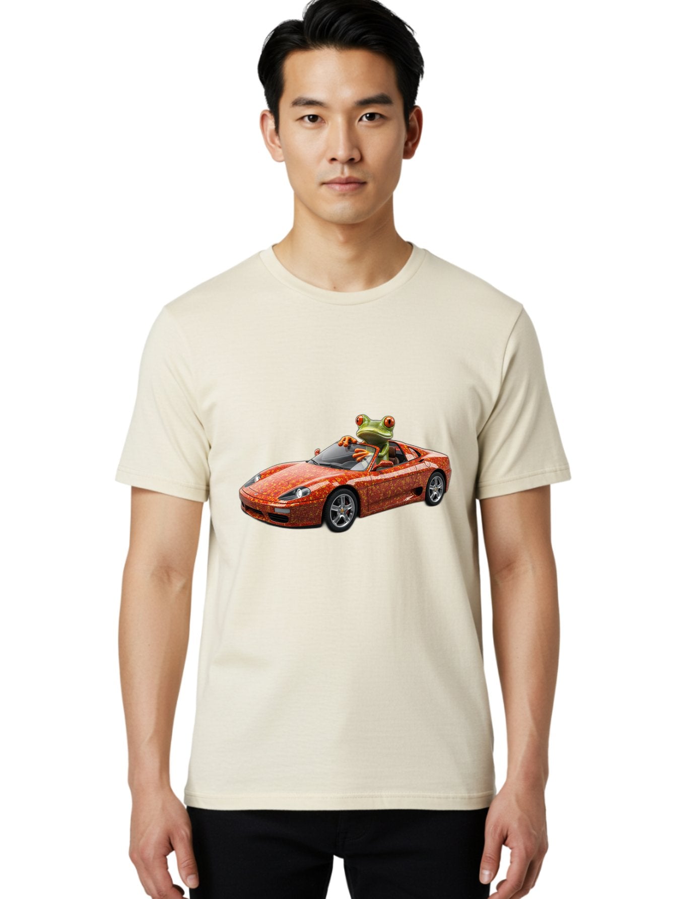 Frog-In-Ferrari-6 Men'S Graphic Tee, 100% Cotton, Comfortable Casual Summer Wear, Machine Washable, Vintage Camera, Old Camera, Antique Camera, Black Camera, Classic Photography, Photography Equipment, Nostalgic Device, Film Camera, Camera Art Baf830 18