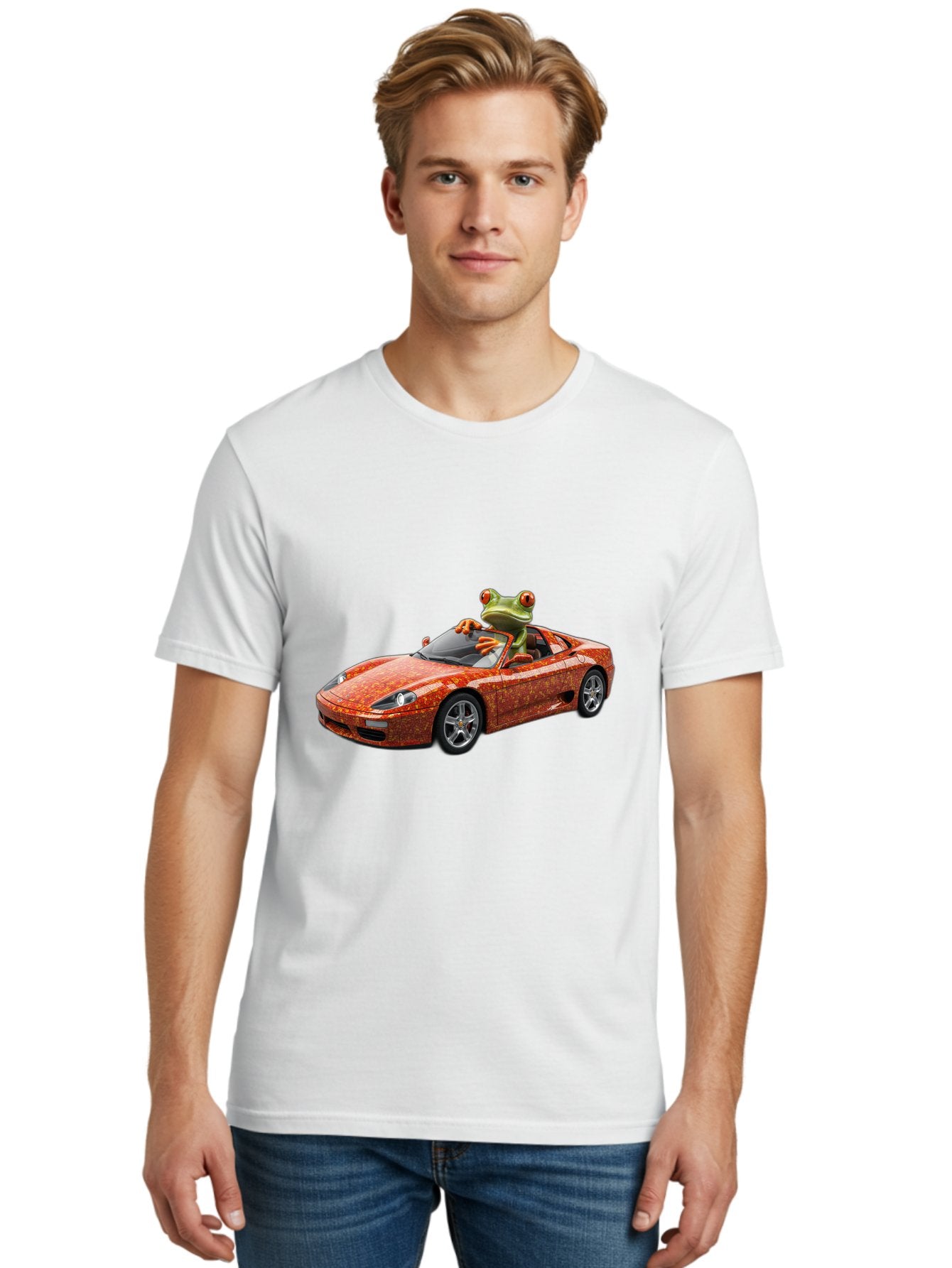 Frog-In-Ferrari-6 Men'S Graphic Tee, 100% Cotton, Comfortable Casual Summer Wear, Machine Washable, Vintage Camera, Old Camera, Antique Camera, Black Camera, Classic Photography, Photography Equipment, Nostalgic Device, Film Camera, Camera Art Baf830 17