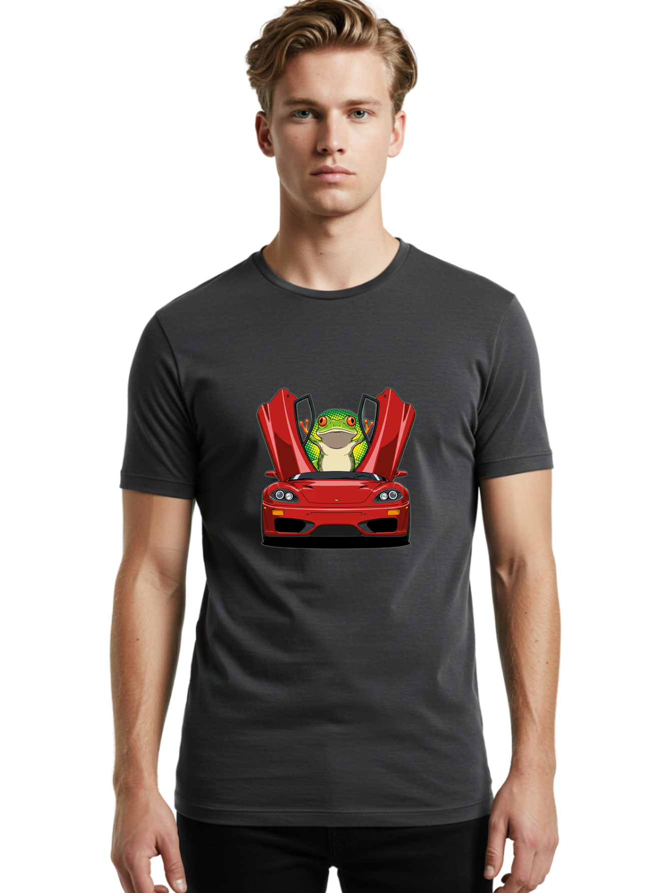 Frog-In-Red-Sports-Car-1 Men'S Graphic Tee, 100% Cotton, Comfortable Casual Summer Wear, Machine Washable, Vintage Camera, Old Camera, Antique Camera, Black Camera, Classic Photography, Photography Equipment, Nostalgic Device, Film Camera, Baf836 30