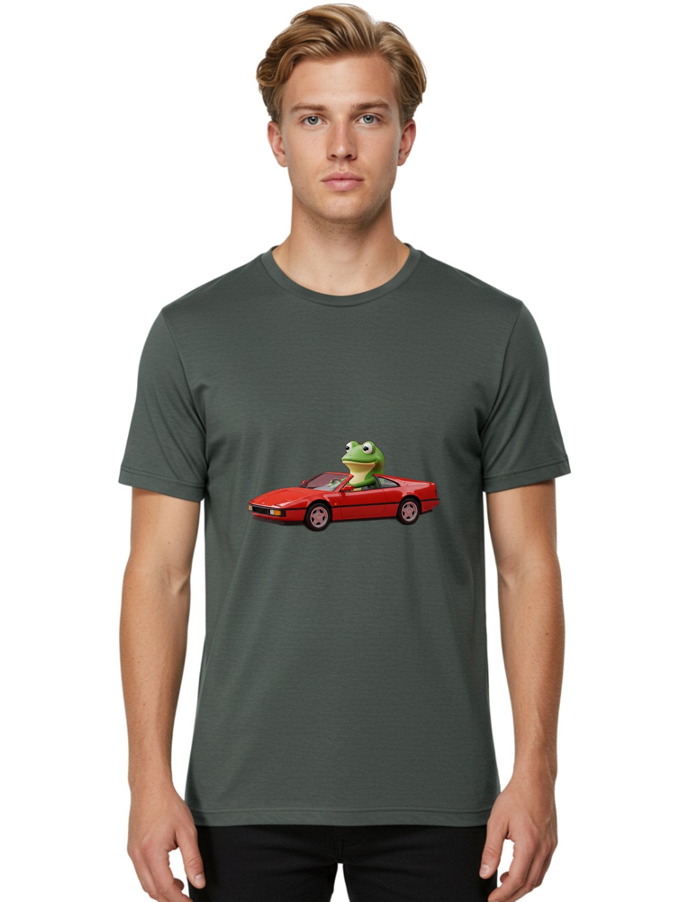 Frog-In-Red-Sports-Car-2 Men'S Graphic Tee, 100% Cotton, Comfortable Casual Summer Wear, Machine Washable, Vintage Camera, Old Camera, Antique Camera, Black Camera, Classic Photography, Photography Equipment, Nostalgic Device, Film Camera, Baf837 25