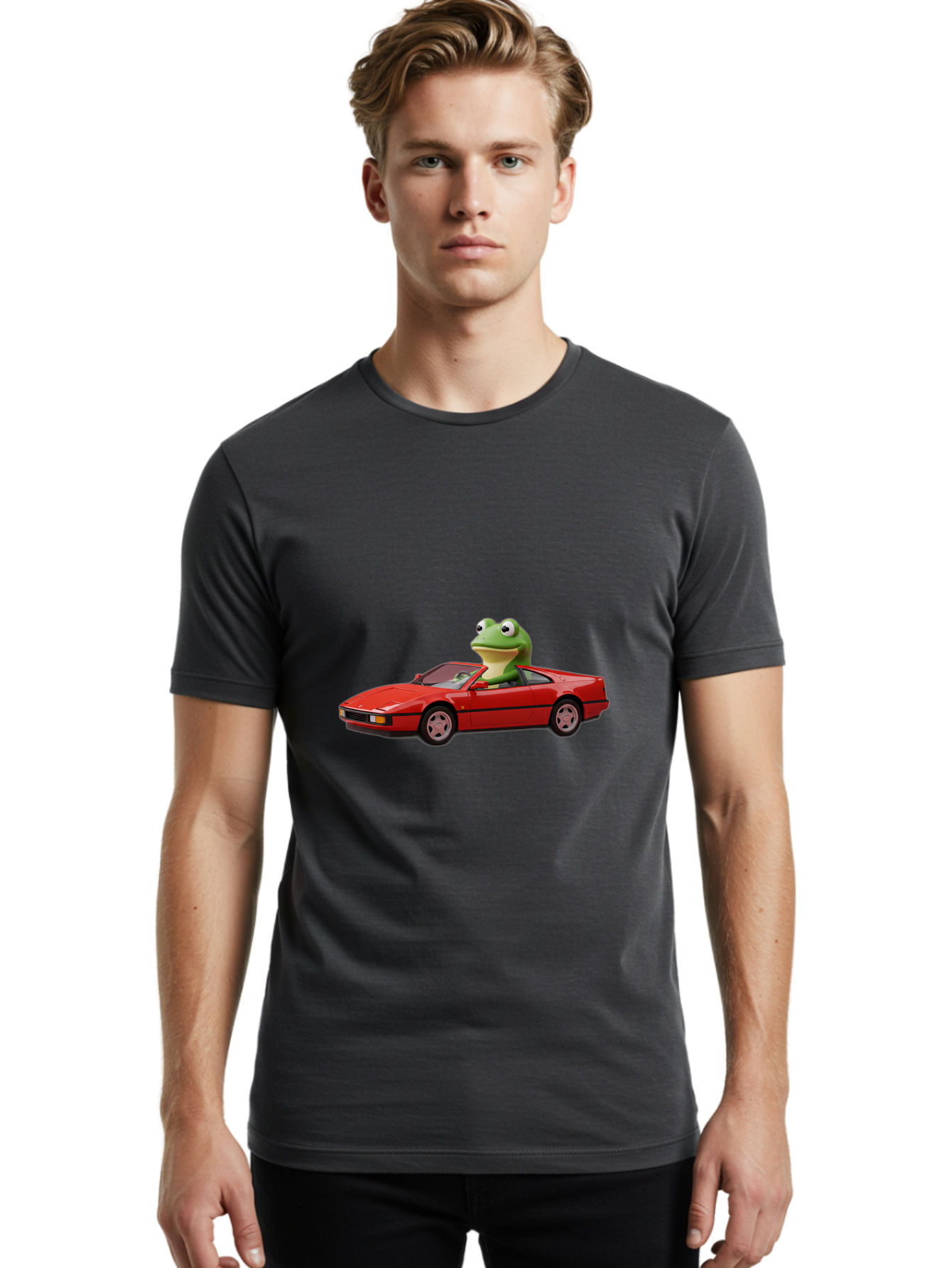 Frog-In-Red-Sports-Car-2 Men'S Graphic Tee, 100% Cotton, Comfortable Casual Summer Wear, Machine Washable, Vintage Camera, Old Camera, Antique Camera, Black Camera, Classic Photography, Photography Equipment, Nostalgic Device, Film Camera, Baf837 20