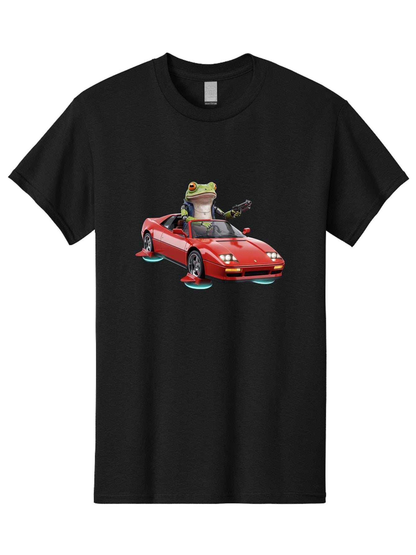 Frog-With-Gun-In-Ferrari Men'S Graphic Tee, 100% Cotton, Comfortable Casual Summer Wear, Machine Washable, Vintage Camera, Old Camera, Antique Camera, Black Camera, Classic Photography, Photography Equipment, Nostalgic Device, Film Camera, Baf847 13