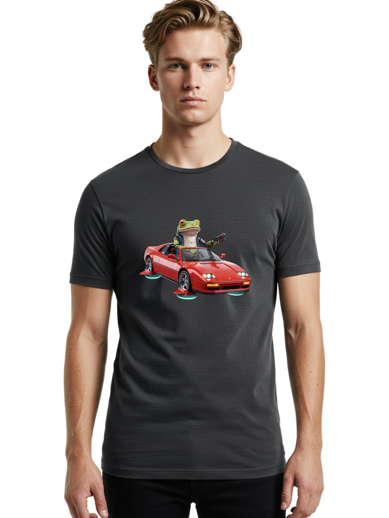 Frog-With-Gun-In-Ferrari Men'S Graphic Tee, 100% Cotton, Comfortable Casual Summer Wear, Machine Washable, Vintage Camera, Old Camera, Antique Camera, Black Camera, Classic Photography, Photography Equipment, Nostalgic Device, Film Camera, Baf847 30