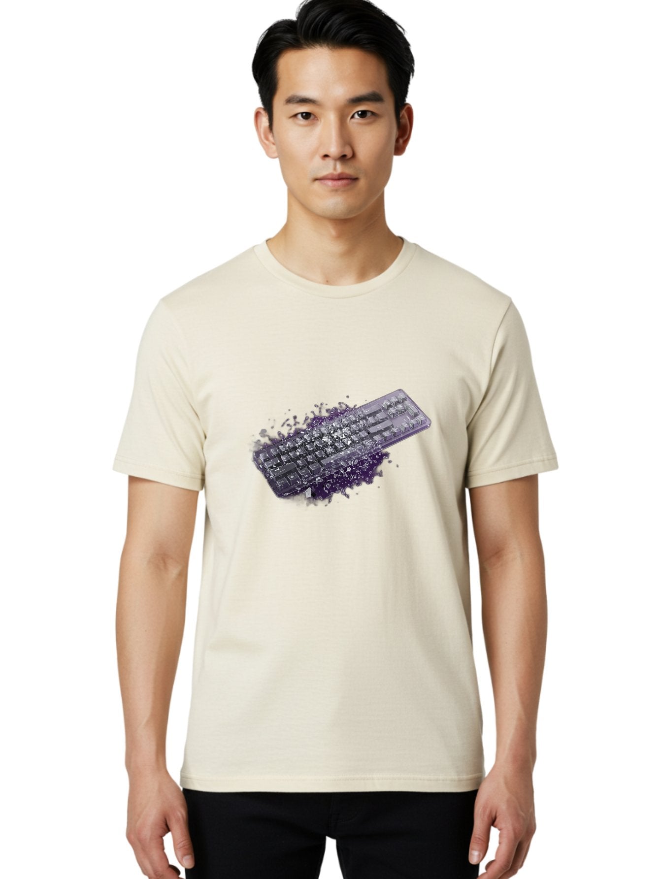 Keyboard-Disintegrating Men'S Graphic Tee, 100% Cotton, Comfortable Casual Summer Wear, Machine Washable, Vintage Camera, Old Camera, Antique Camera, Black Camera, Classic Photography, Photography Equipment, Nostalgic Device, Film Camera, Baf862 21