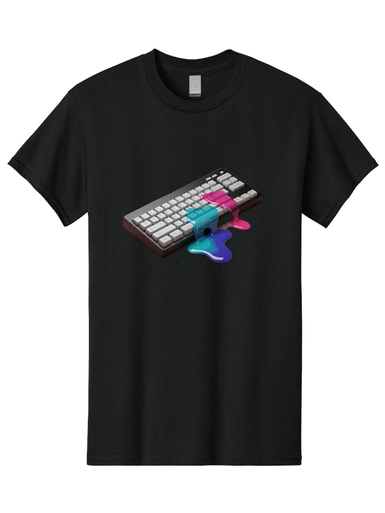 Keyboard-With-Paint-Dripping Men'S Graphic Tee, 100% Cotton, Comfortable Casual Summer Wear, Machine Washable, Vintage Camera, Old Camera, Antique Camera, Black Camera, Classic Photography, Photography Equipment, Nostalgic Device, Film Camera, Baf866 11