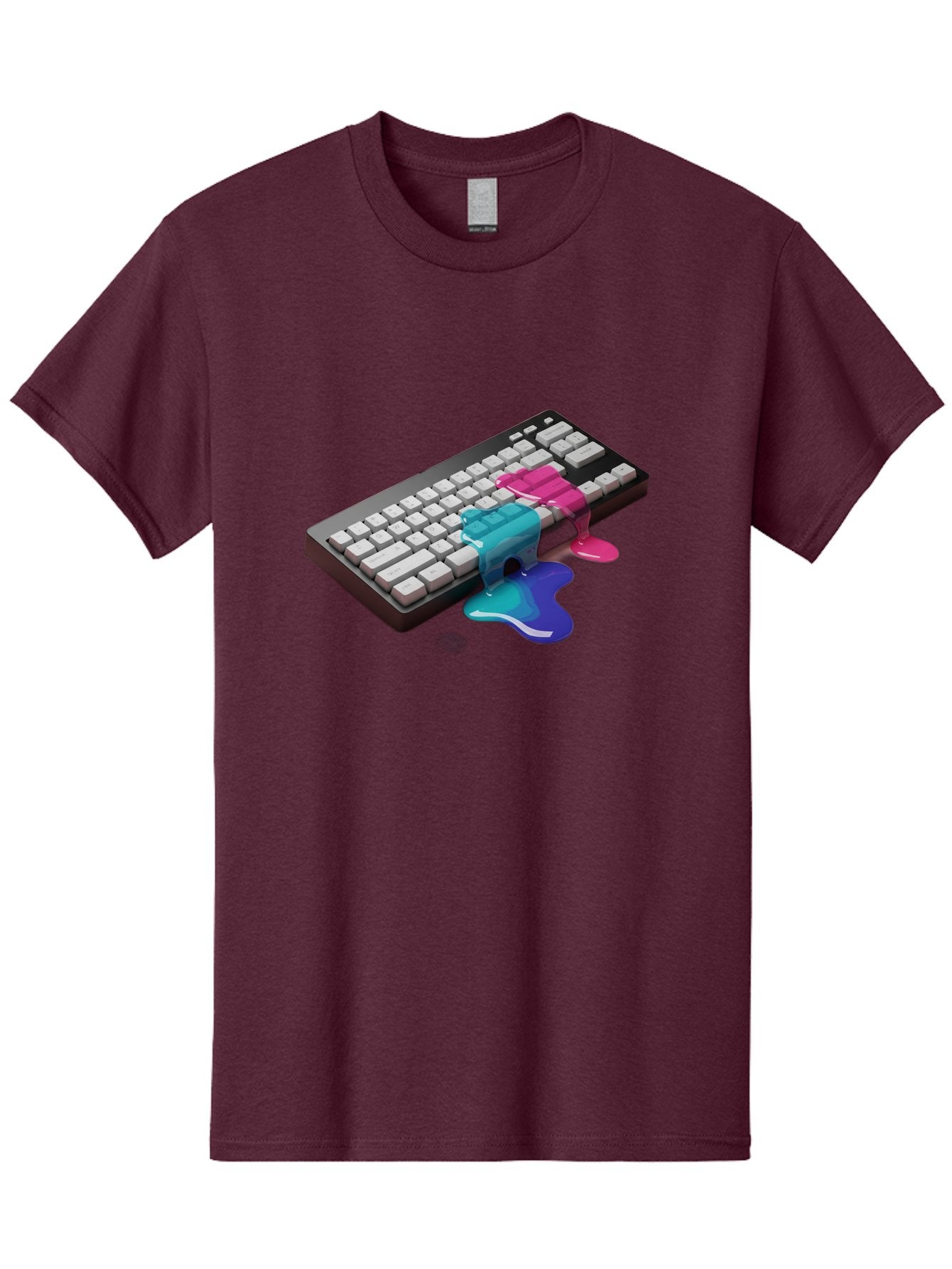 Keyboard-With-Paint-Dripping Men'S Graphic Tee, 100% Cotton, Comfortable Casual Summer Wear, Machine Washable, Vintage Camera, Old Camera, Antique Camera, Black Camera, Classic Photography, Photography Equipment, Nostalgic Device, Film Camera, Baf866 10