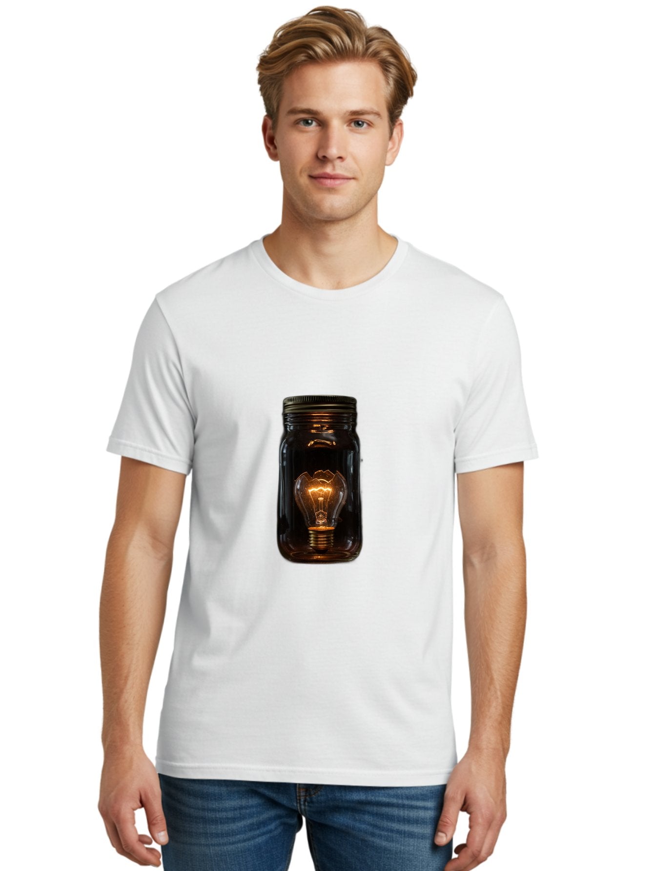 Light-Bulb-In-Mason-Jar Men'S Graphic Tee, 100% Cotton, Comfortable Casual Summer Wear, Machine Washable, Vintage Camera, Old Camera, Antique Camera, Black Camera, Classic Photography, Photography Equipment, Nostalgic Device, Film Camera, Baf887 19