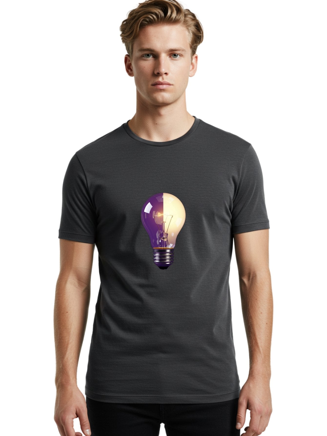 Light-Bulb-On-Off Men'S Graphic Tee, 100% Cotton, Comfortable Casual Summer Wear, Machine Washable, Vintage Camera, Old Camera, Antique Camera, Black Camera, Classic Photography, Photography Equipment, Nostalgic Device, Film Camera, Camera Art Baf888 23