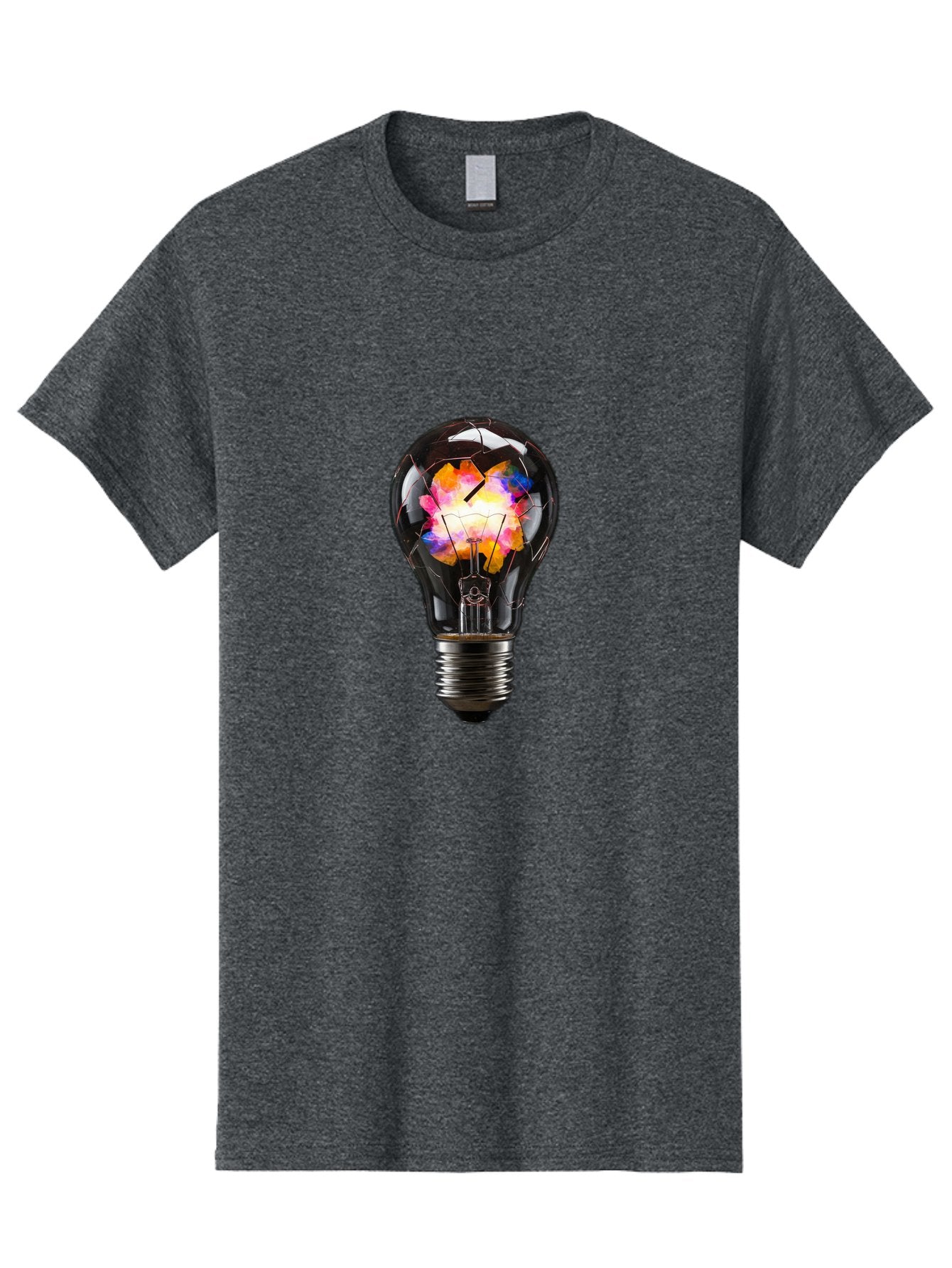 Light-Bulb-With-Colorful-Fractured-Filament Men'S Graphic Tee, 100% Cotton, Comfortable Casual Summer Wear, Machine Washable, Vintage Camera, Old Camera, Antique Camera, Black Camera, Classic Photography, Photography Equipment, Baf889 8