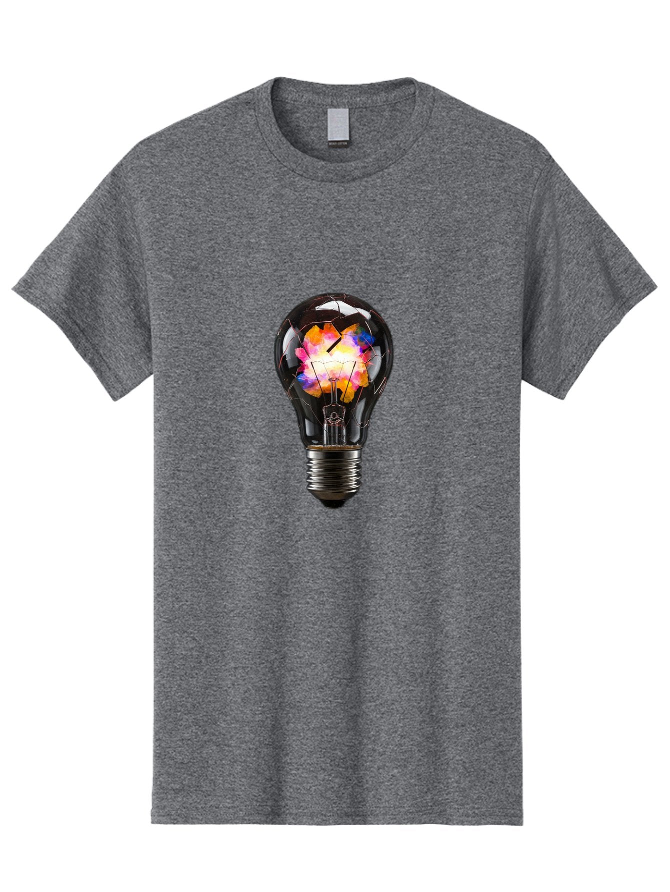 Light-Bulb-With-Colorful-Fractured-Filament Men'S Graphic Tee, 100% Cotton, Comfortable Casual Summer Wear, Machine Washable, Vintage Camera, Old Camera, Antique Camera, Black Camera, Classic Photography, Photography Equipment, Baf889 15