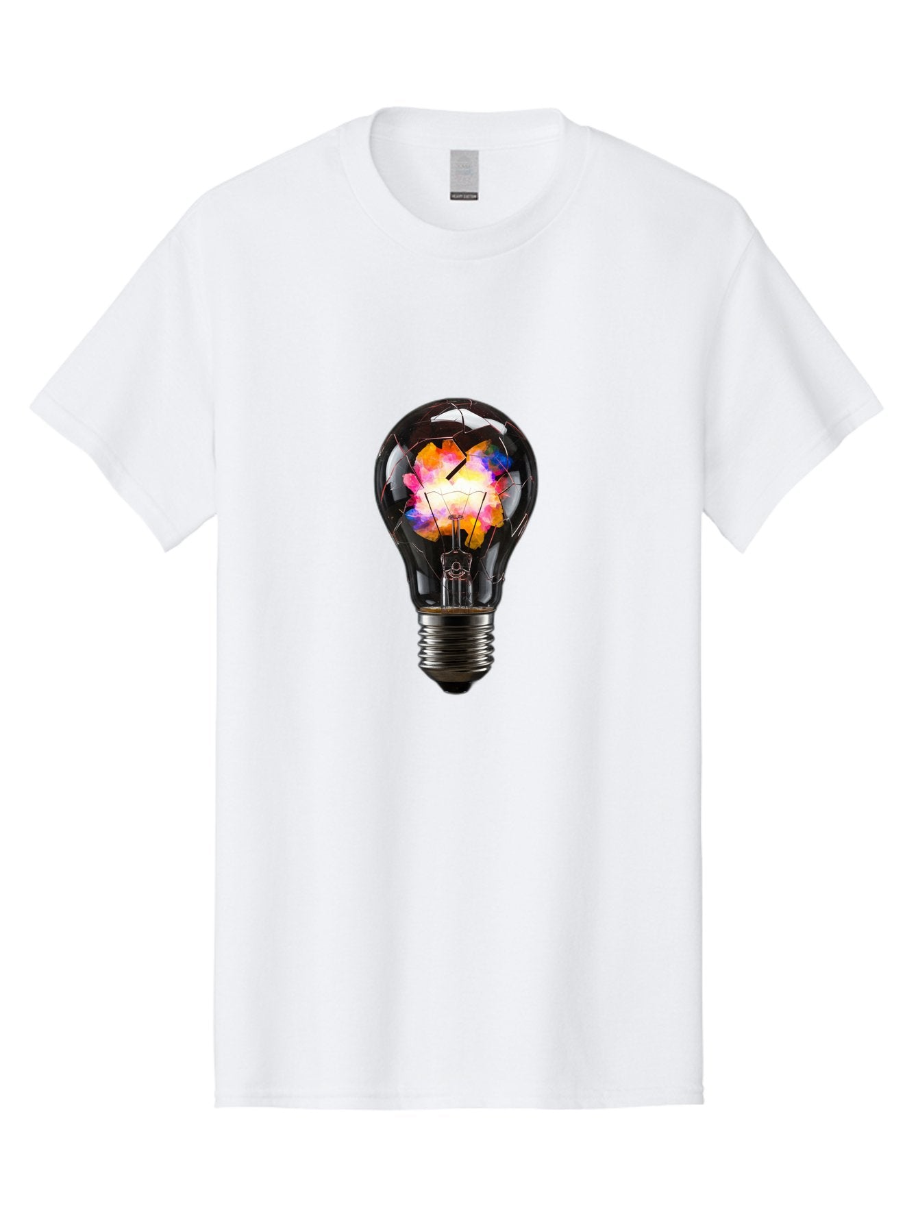 Light-Bulb-With-Colorful-Fractured-Filament Men'S Graphic Tee, 100% Cotton, Comfortable Casual Summer Wear, Machine Washable, Vintage Camera, Old Camera, Antique Camera, Black Camera, Classic Photography, Photography Equipment, Baf889 4
