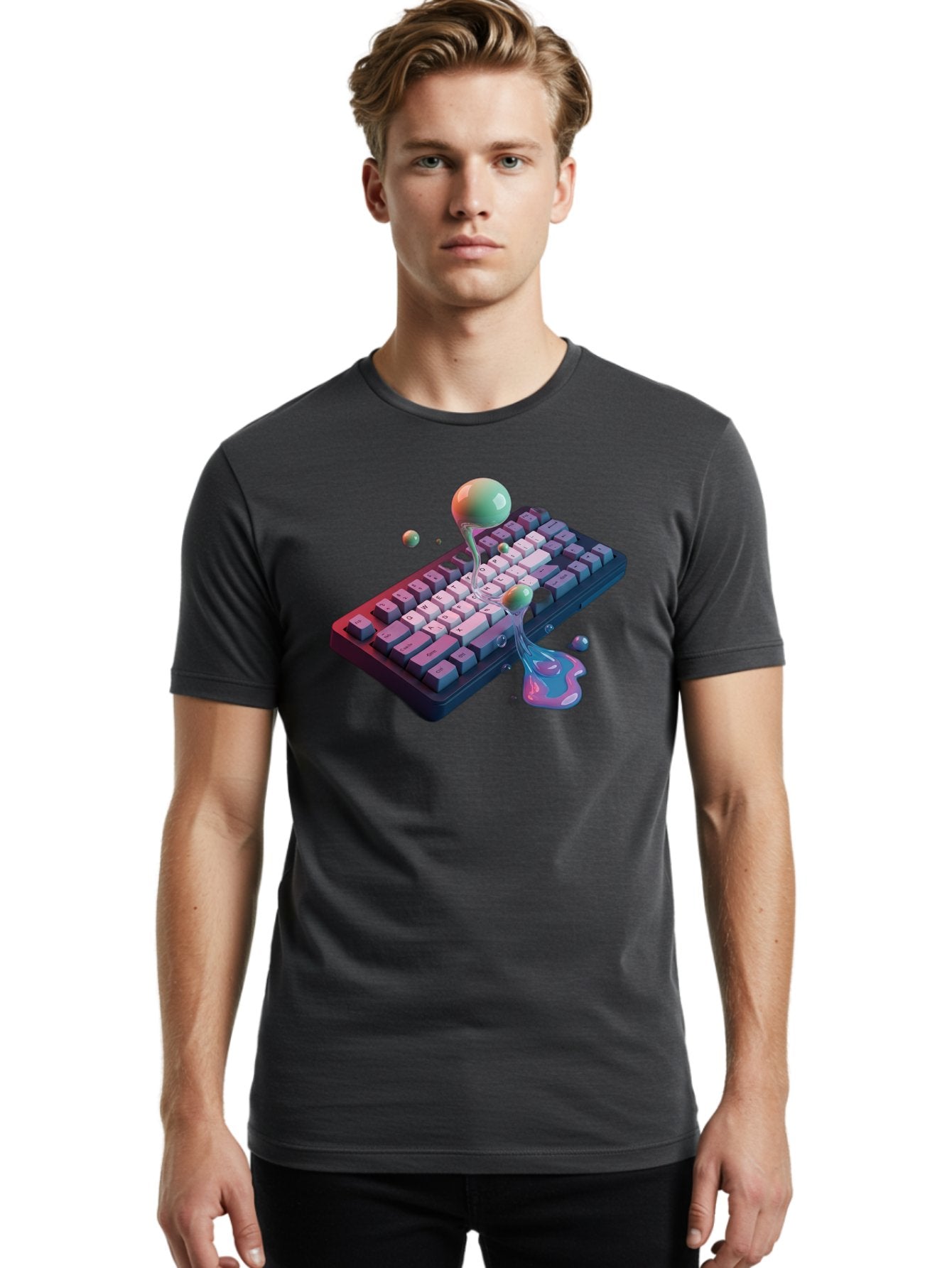 Melting-Keyboard-1 Men'S Graphic Tee, 100% Cotton, Comfortable Casual Summer Wear, Machine Washable, Vintage Camera, Old Camera, Antique Camera, Black Camera, Classic Photography, Photography Equipment, Nostalgic Device, Film Camera, Baf907 27