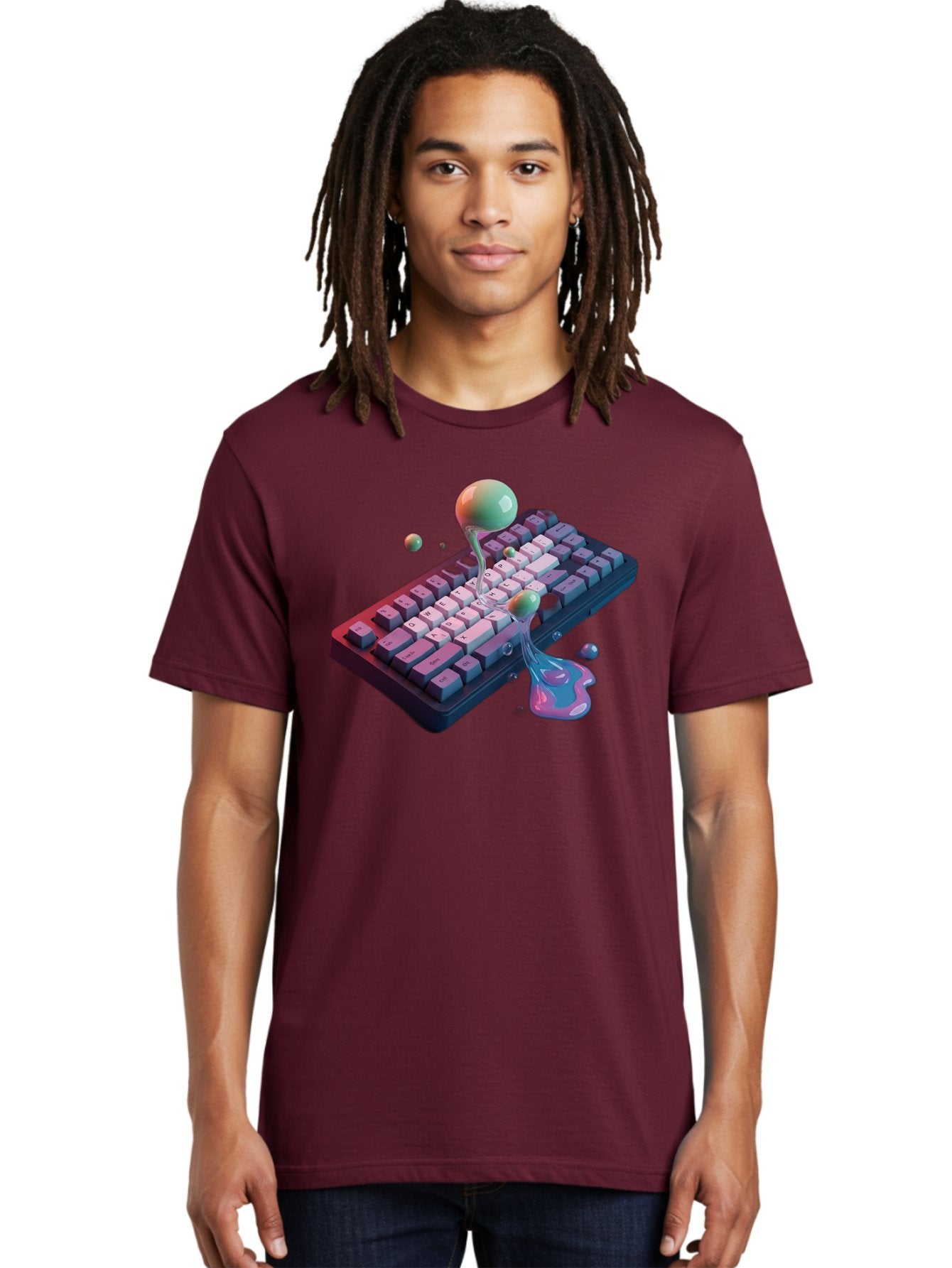 Melting-Keyboard-1 Men'S Graphic Tee, 100% Cotton, Comfortable Casual Summer Wear, Machine Washable, Vintage Camera, Old Camera, Antique Camera, Black Camera, Classic Photography, Photography Equipment, Nostalgic Device, Film Camera, Baf907 20
