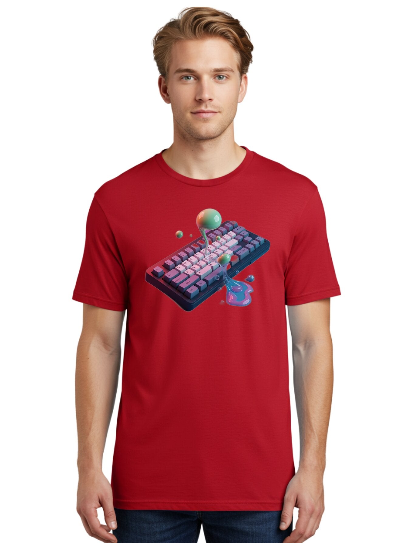 Melting-Keyboard-1 Men'S Graphic Tee, 100% Cotton, Comfortable Casual Summer Wear, Machine Washable, Vintage Camera, Old Camera, Antique Camera, Black Camera, Classic Photography, Photography Equipment, Nostalgic Device, Film Camera, Baf907 19