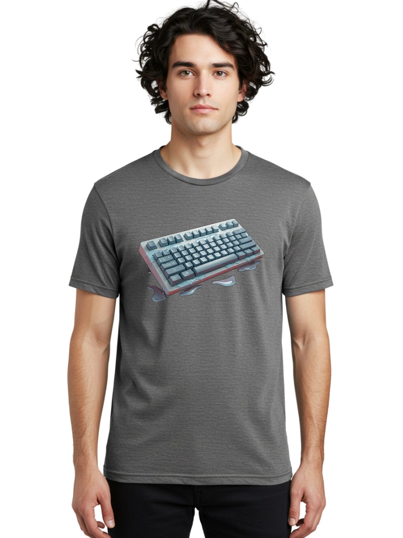 Melting-Keyboard-2 Men'S Graphic Tee, 100% Cotton, Comfortable Casual Summer Wear, Machine Washable, Vintage Camera, Old Camera, Antique Camera, Black Camera, Classic Photography, Photography Equipment, Nostalgic Device, Film Camera, Baf908 29