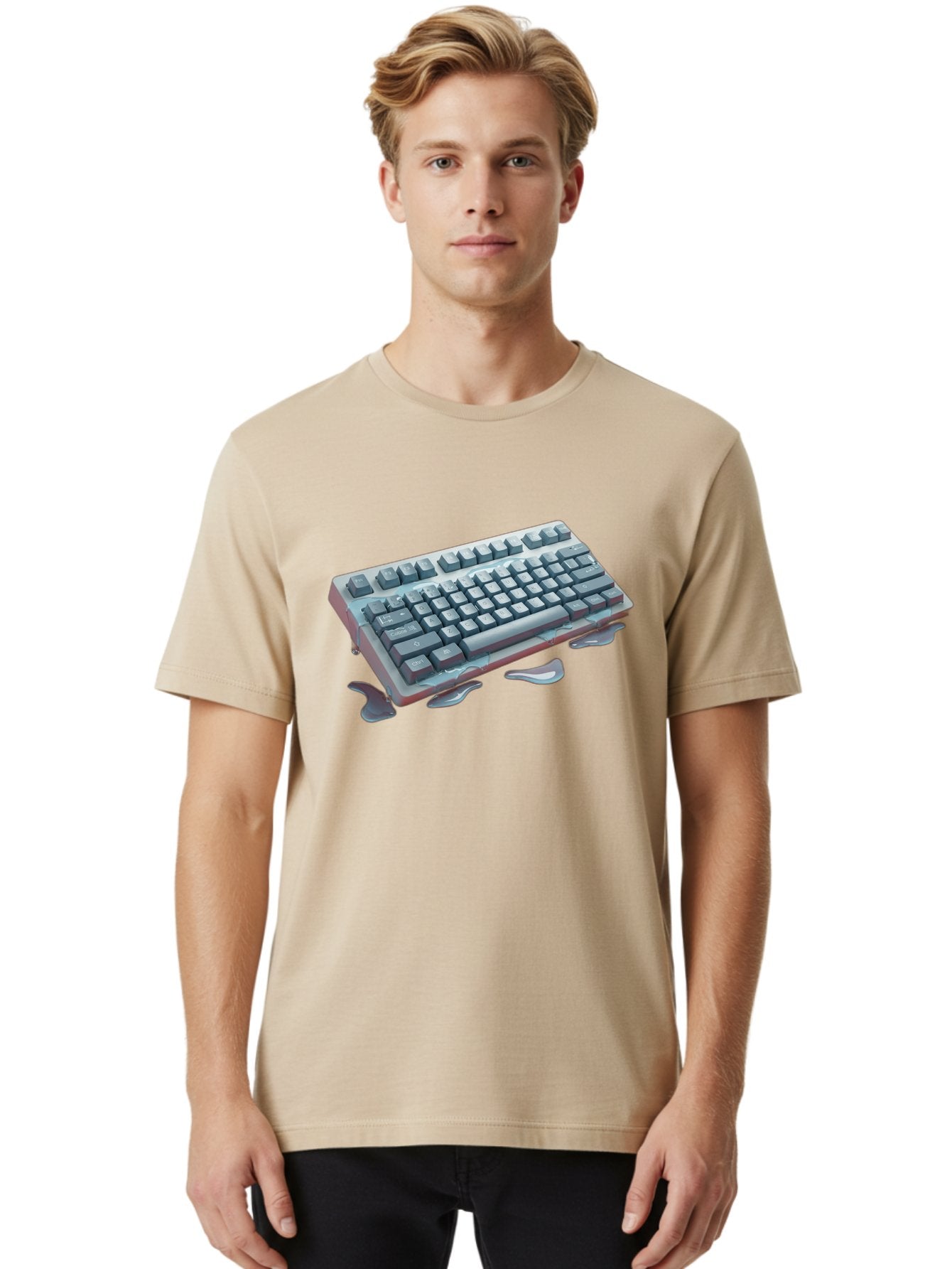 Melting-Keyboard-2 Men'S Graphic Tee, 100% Cotton, Comfortable Casual Summer Wear, Machine Washable, Vintage Camera, Old Camera, Antique Camera, Black Camera, Classic Photography, Photography Equipment, Nostalgic Device, Film Camera, Baf908 30