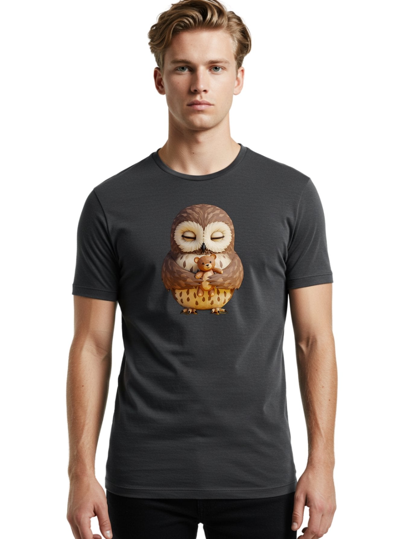 Owl-Hugging-Teddy-1 Men'S Graphic Tee, 100% Cotton, Comfortable Casual Summer Wear, Machine Washable, Vintage Camera, Old Camera, Antique Camera, Black Camera, Classic Photography, Photography Equipment, Nostalgic Device, Film Camera, Baf919 23