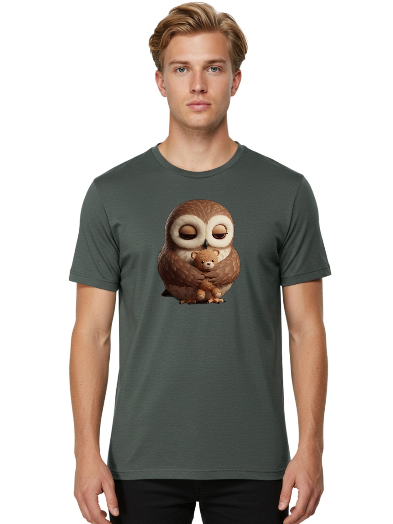 Owl-Hugging-Teddy-Bear-2 Men'S Graphic Tee, 100% Cotton, Comfortable Casual Summer Wear, Machine Washable, Vintage Camera, Old Camera, Antique Camera, Black Camera, Classic Photography, Photography Equipment, Nostalgic Device, Film Camera, Baf927 26