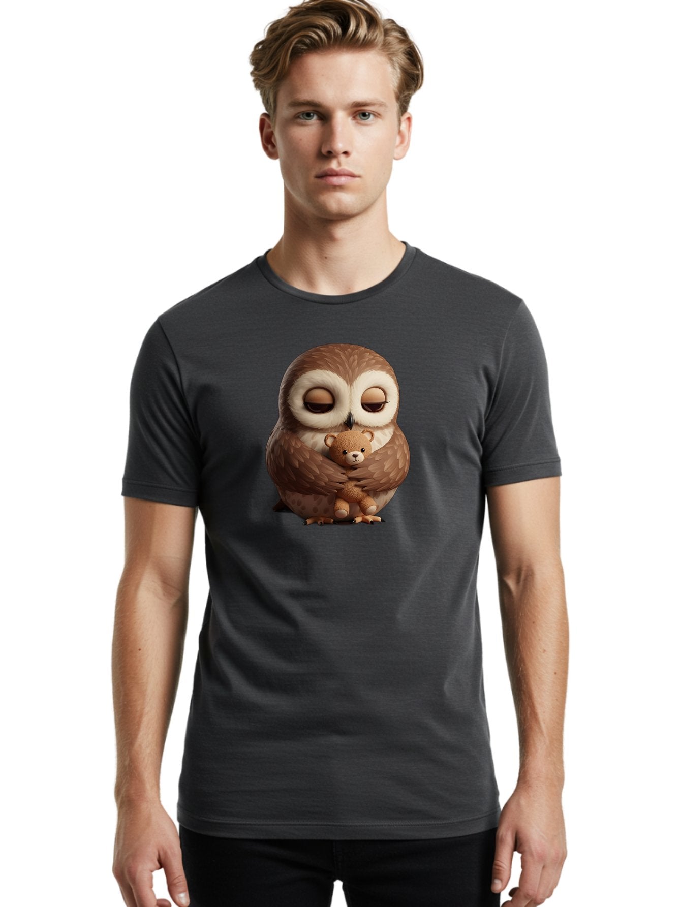 Owl-Hugging-Teddy-Bear-2 Men'S Graphic Tee, 100% Cotton, Comfortable Casual Summer Wear, Machine Washable, Vintage Camera, Old Camera, Antique Camera, Black Camera, Classic Photography, Photography Equipment, Nostalgic Device, Film Camera, Baf927 30