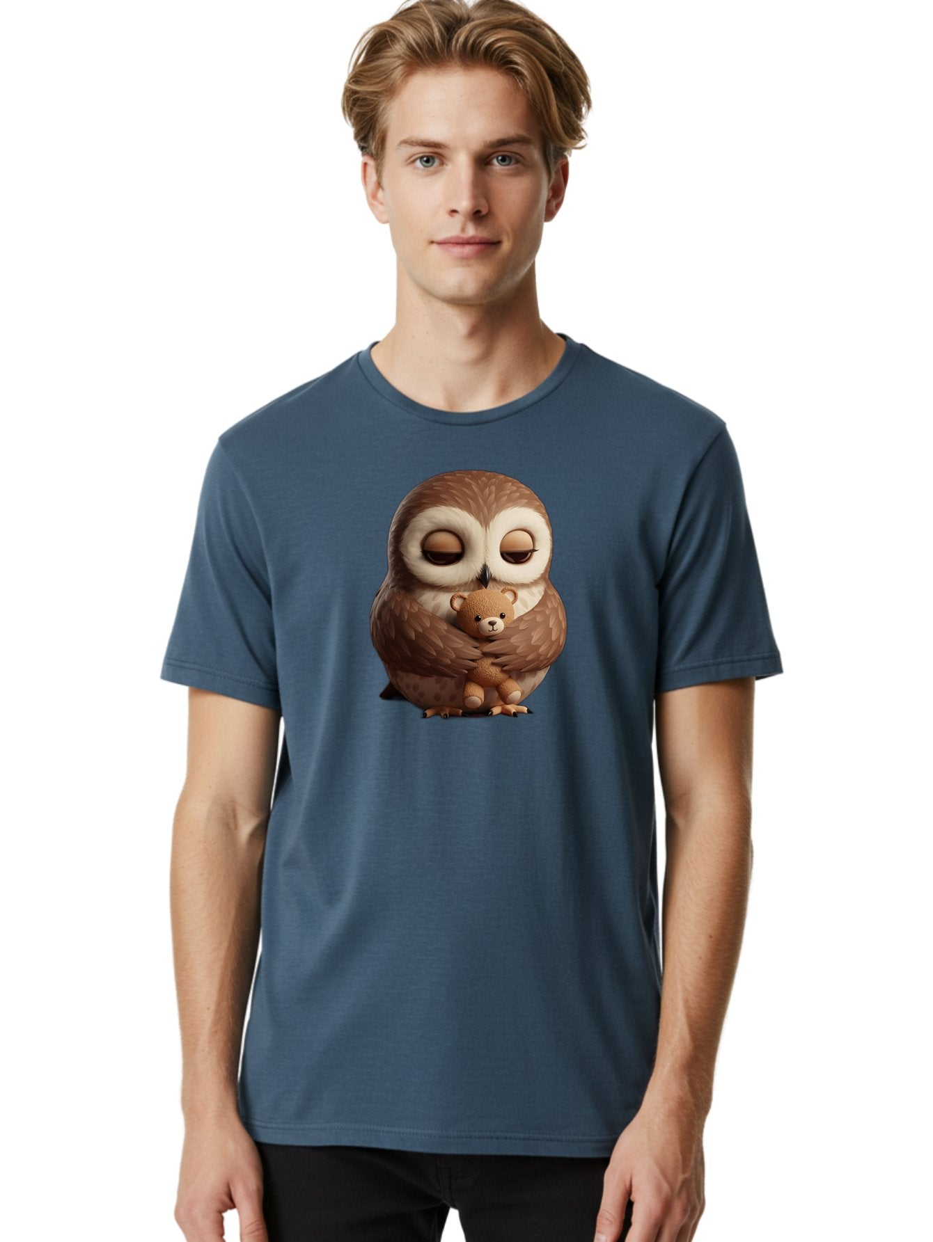 Owl-Hugging-Teddy-Bear-2 Men'S Graphic Tee, 100% Cotton, Comfortable Casual Summer Wear, Machine Washable, Vintage Camera, Old Camera, Antique Camera, Black Camera, Classic Photography, Photography Equipment, Nostalgic Device, Film Camera, Baf927 17