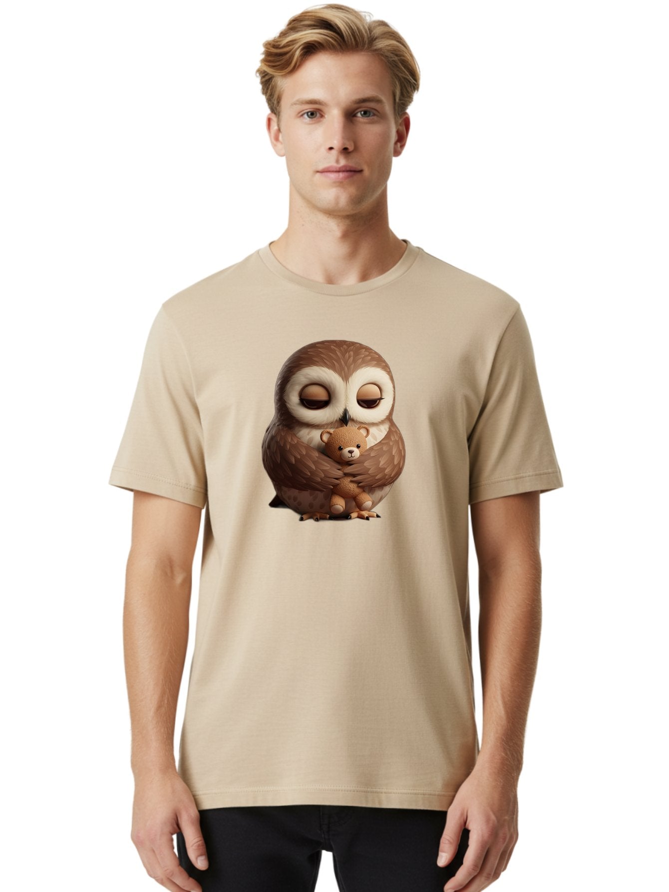 Owl-Hugging-Teddy-Bear-2 Men'S Graphic Tee, 100% Cotton, Comfortable Casual Summer Wear, Machine Washable, Vintage Camera, Old Camera, Antique Camera, Black Camera, Classic Photography, Photography Equipment, Nostalgic Device, Film Camera, Baf927 18
