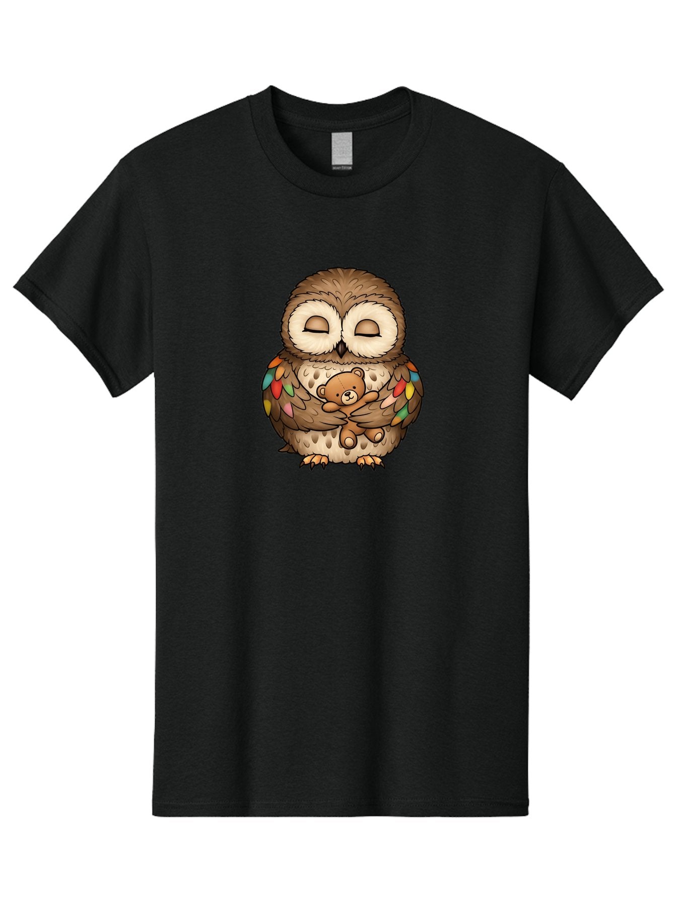 Owl-Hugging-Teddy Men'S Graphic Tee, 100% Cotton, Comfortable Casual Summer Wear, Machine Washable, Vintage Camera, Old Camera, Antique Camera, Black Camera, Classic Photography, Photography Equipment, Nostalgic Device, Film Camera, Camera Art Baf929