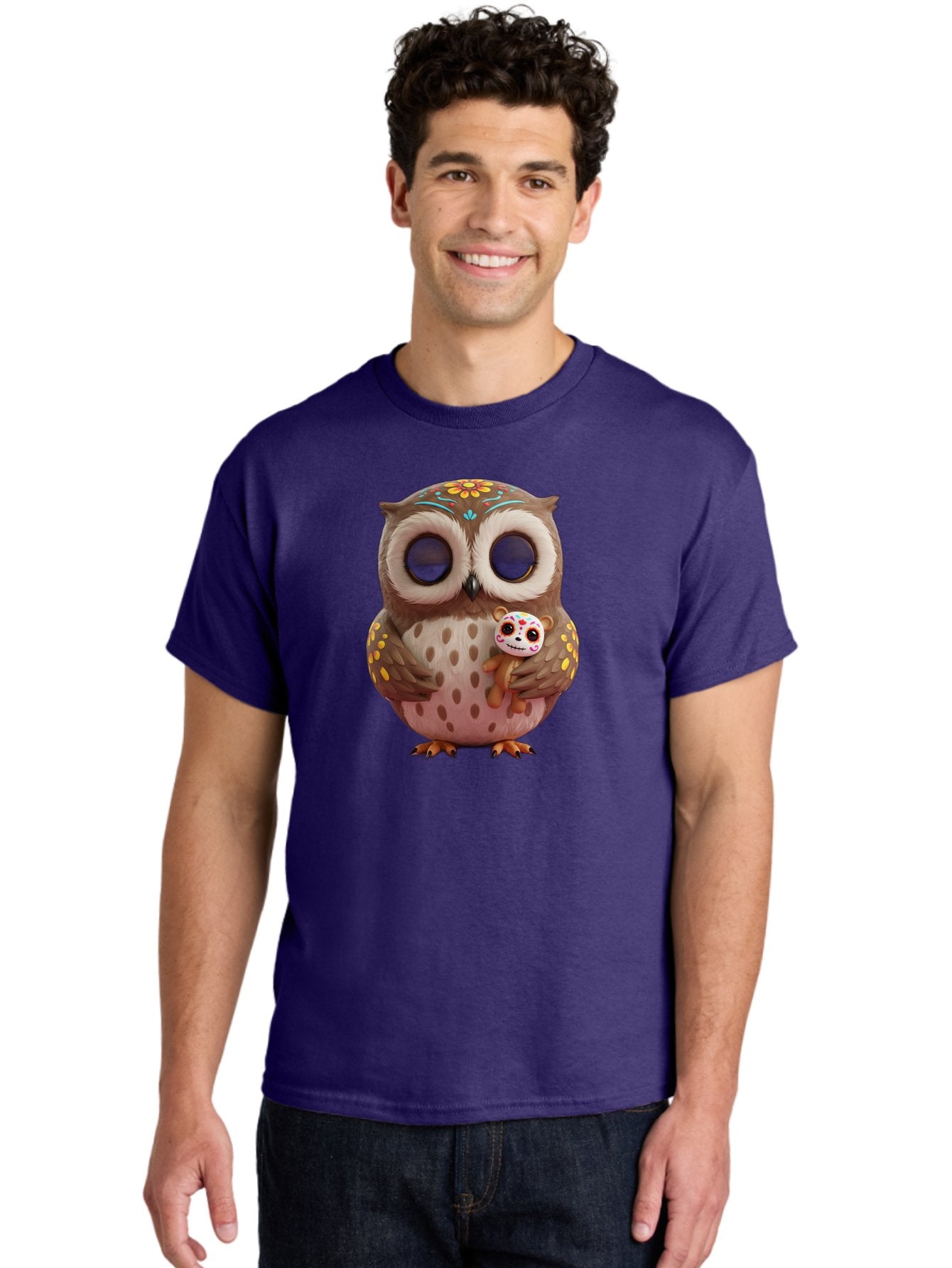 Owl-With-Sugar-Skull-Teddy-Bear Men'S Graphic Tee, 100% Cotton, Comfortable Casual Summer Wear, Machine Washable, Vintage Camera, Old Camera, Antique Camera, Black Camera, Classic Photography, Photography Equipment, Nostalgic Device, Baf935 16