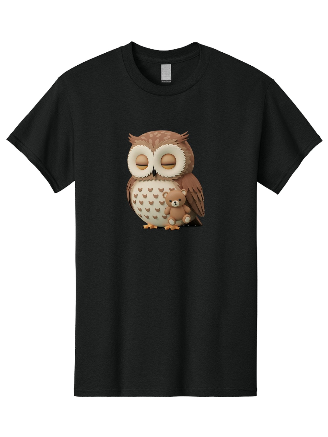 Owl-With-Teddy-1 Men'S Graphic Tee, 100% Cotton, Comfortable Casual Summer Wear, Machine Washable, Vintage Camera, Old Camera, Antique Camera, Black Camera, Classic Photography, Photography Equipment, Nostalgic Device, Film Camera, Camera Art Baf936 8