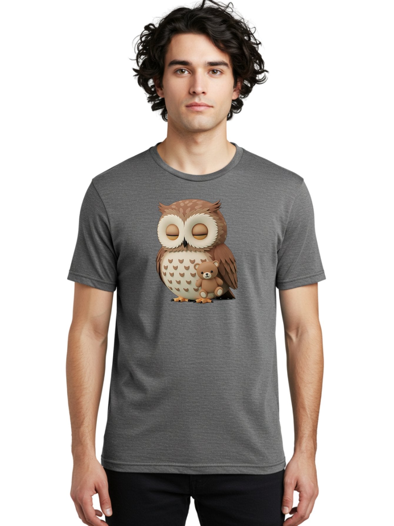 Owl-With-Teddy-1 Men'S Graphic Tee, 100% Cotton, Comfortable Casual Summer Wear, Machine Washable, Vintage Camera, Old Camera, Antique Camera, Black Camera, Classic Photography, Photography Equipment, Nostalgic Device, Film Camera, Camera Art Baf936 29