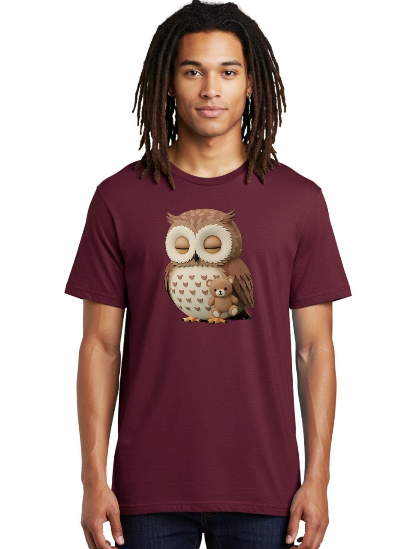 Owl-With-Teddy-1 Men'S Graphic Tee, 100% Cotton, Comfortable Casual Summer Wear, Machine Washable, Vintage Camera, Old Camera, Antique Camera, Black Camera, Classic Photography, Photography Equipment, Nostalgic Device, Film Camera, Camera Art Baf936 30