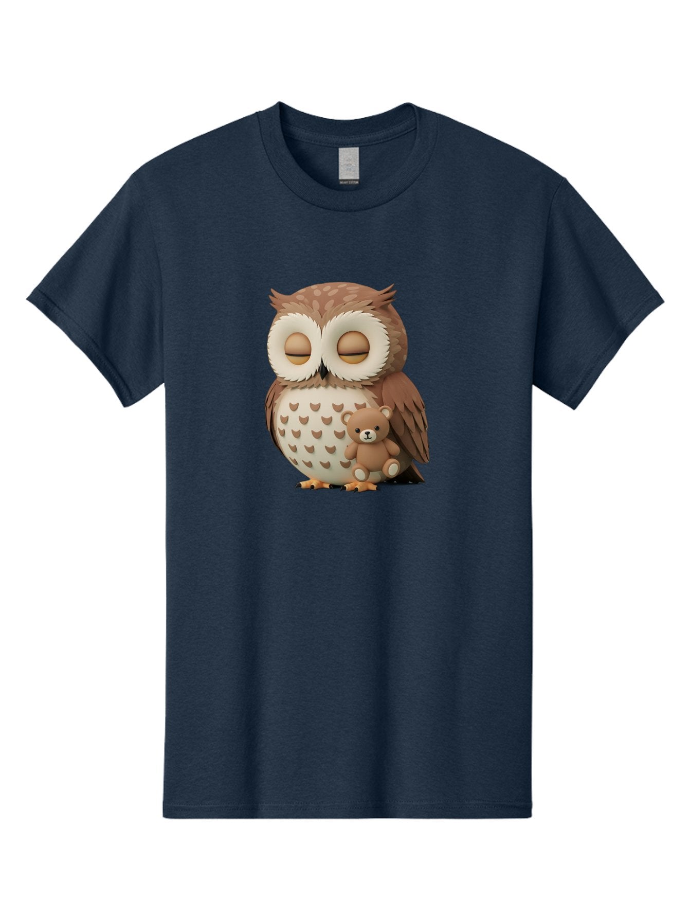 Owl-With-Teddy-1 Men'S Graphic Tee, 100% Cotton, Comfortable Casual Summer Wear, Machine Washable, Vintage Camera, Old Camera, Antique Camera, Black Camera, Classic Photography, Photography Equipment, Nostalgic Device, Film Camera, Camera Art Baf936 9