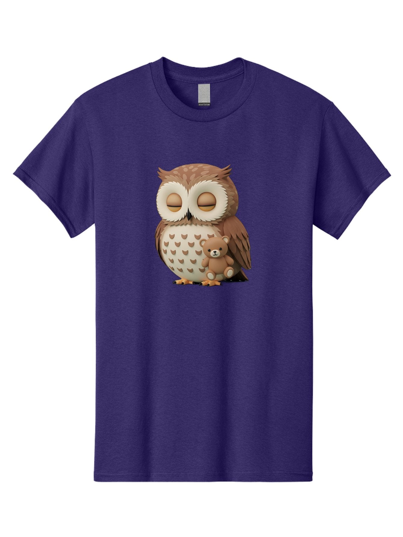 Owl-With-Teddy-1 Men'S Graphic Tee, 100% Cotton, Comfortable Casual Summer Wear, Machine Washable, Vintage Camera, Old Camera, Antique Camera, Black Camera, Classic Photography, Photography Equipment, Nostalgic Device, Film Camera, Camera Art Baf936