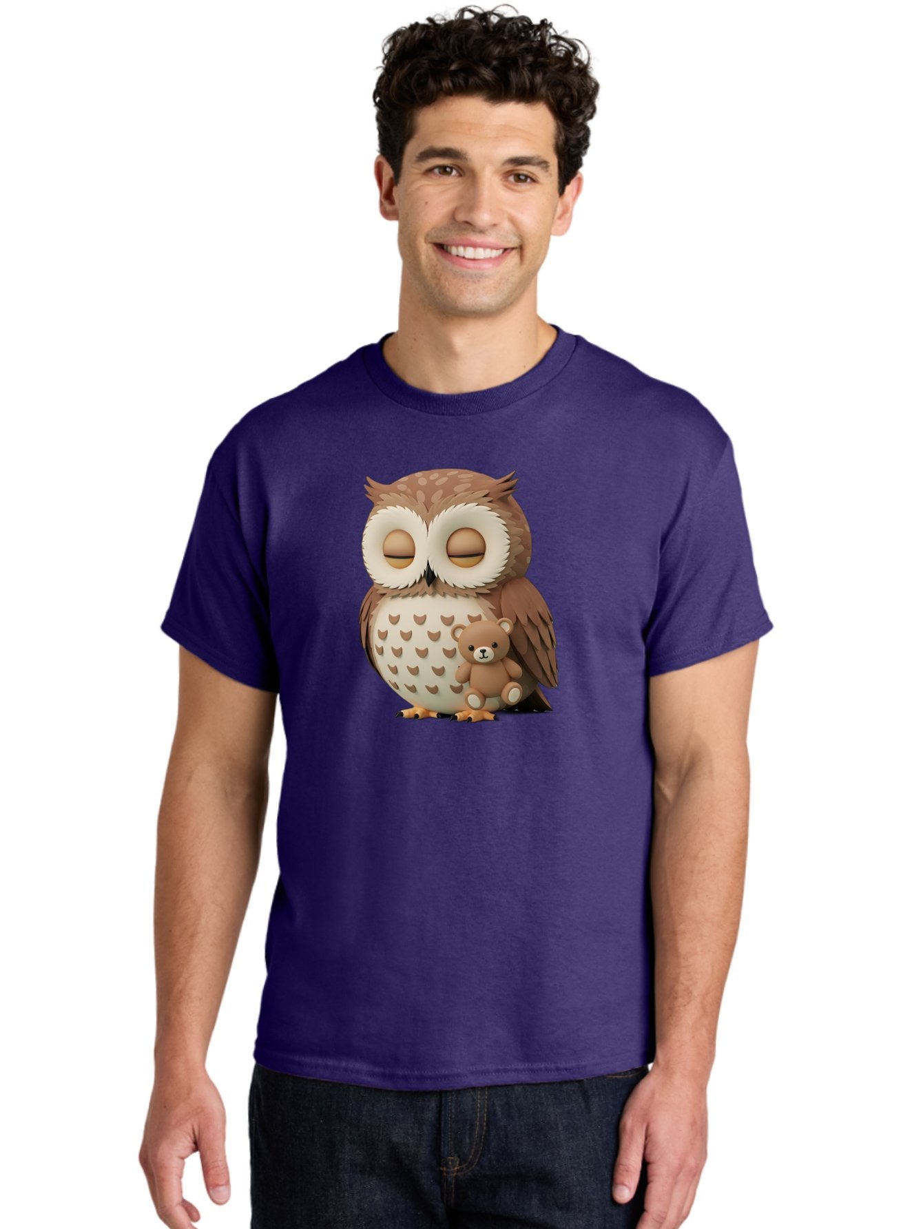Owl-With-Teddy-1 Men'S Graphic Tee, 100% Cotton, Comfortable Casual Summer Wear, Machine Washable, Vintage Camera, Old Camera, Antique Camera, Black Camera, Classic Photography, Photography Equipment, Nostalgic Device, Film Camera, Camera Art Baf936 19