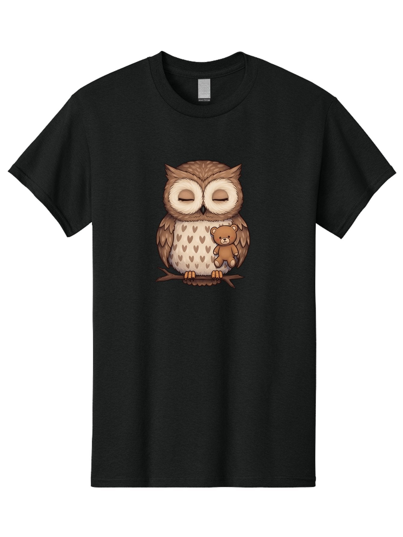Owl-With-Teddy-2 Men'S Graphic Tee, 100% Cotton, Comfortable Casual Summer Wear, Machine Washable, Vintage Camera, Old Camera, Antique Camera, Black Camera, Classic Photography, Photography Equipment, Nostalgic Device, Film Camera, Camera Art Baf937 9