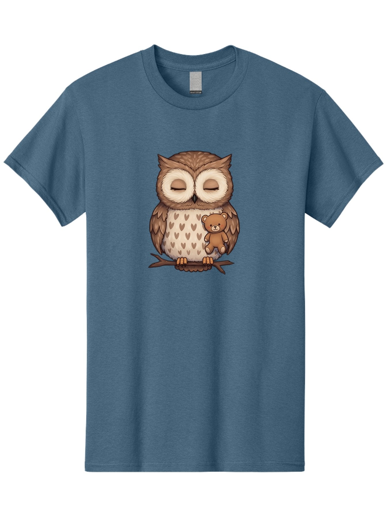 Owl-With-Teddy-2 Men'S Graphic Tee, 100% Cotton, Comfortable Casual Summer Wear, Machine Washable, Vintage Camera, Old Camera, Antique Camera, Black Camera, Classic Photography, Photography Equipment, Nostalgic Device, Film Camera, Camera Art Baf937