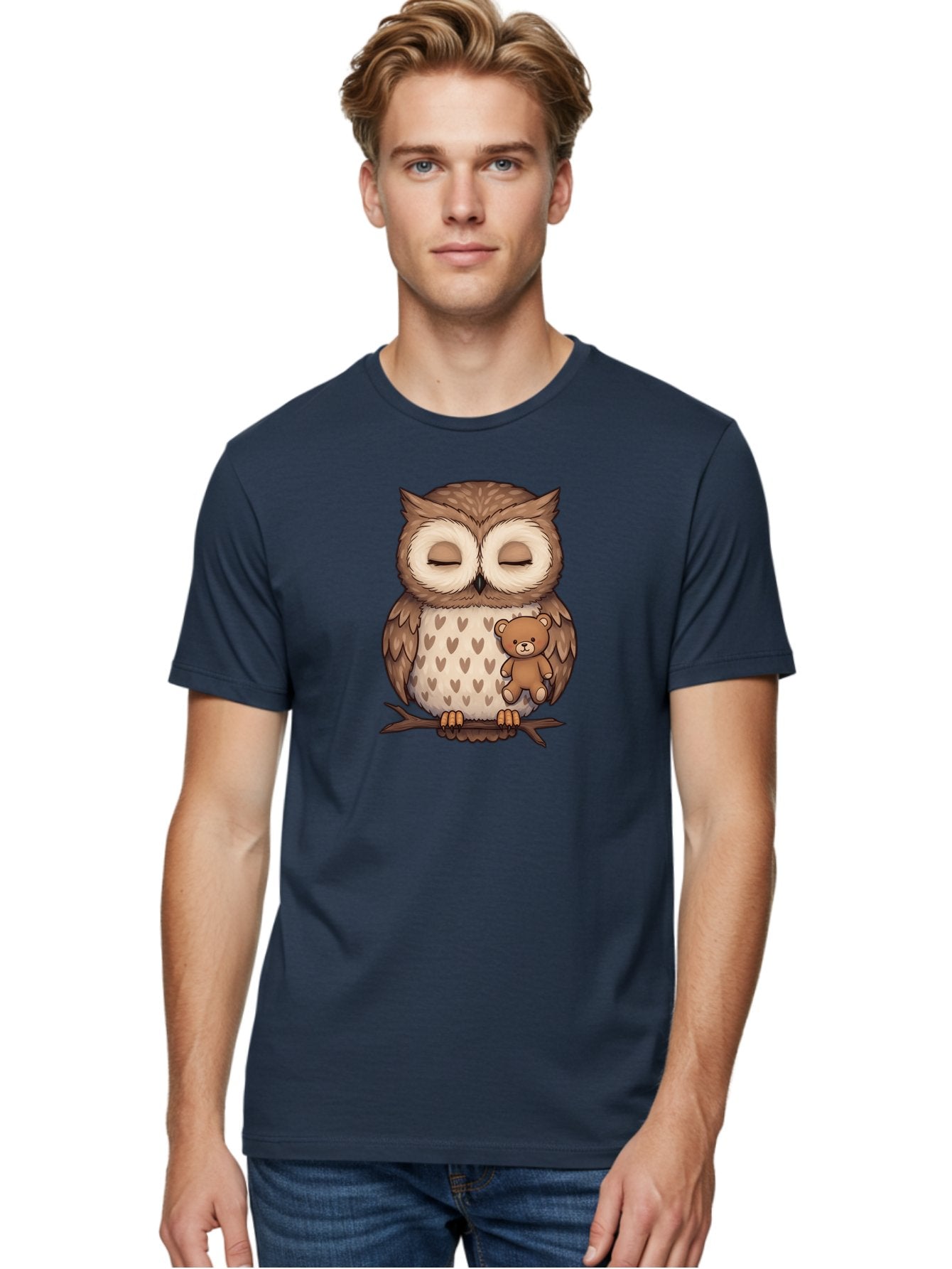 Owl-With-Teddy-2 Men'S Graphic Tee, 100% Cotton, Comfortable Casual Summer Wear, Machine Washable, Vintage Camera, Old Camera, Antique Camera, Black Camera, Classic Photography, Photography Equipment, Nostalgic Device, Film Camera, Camera Art Baf937 27