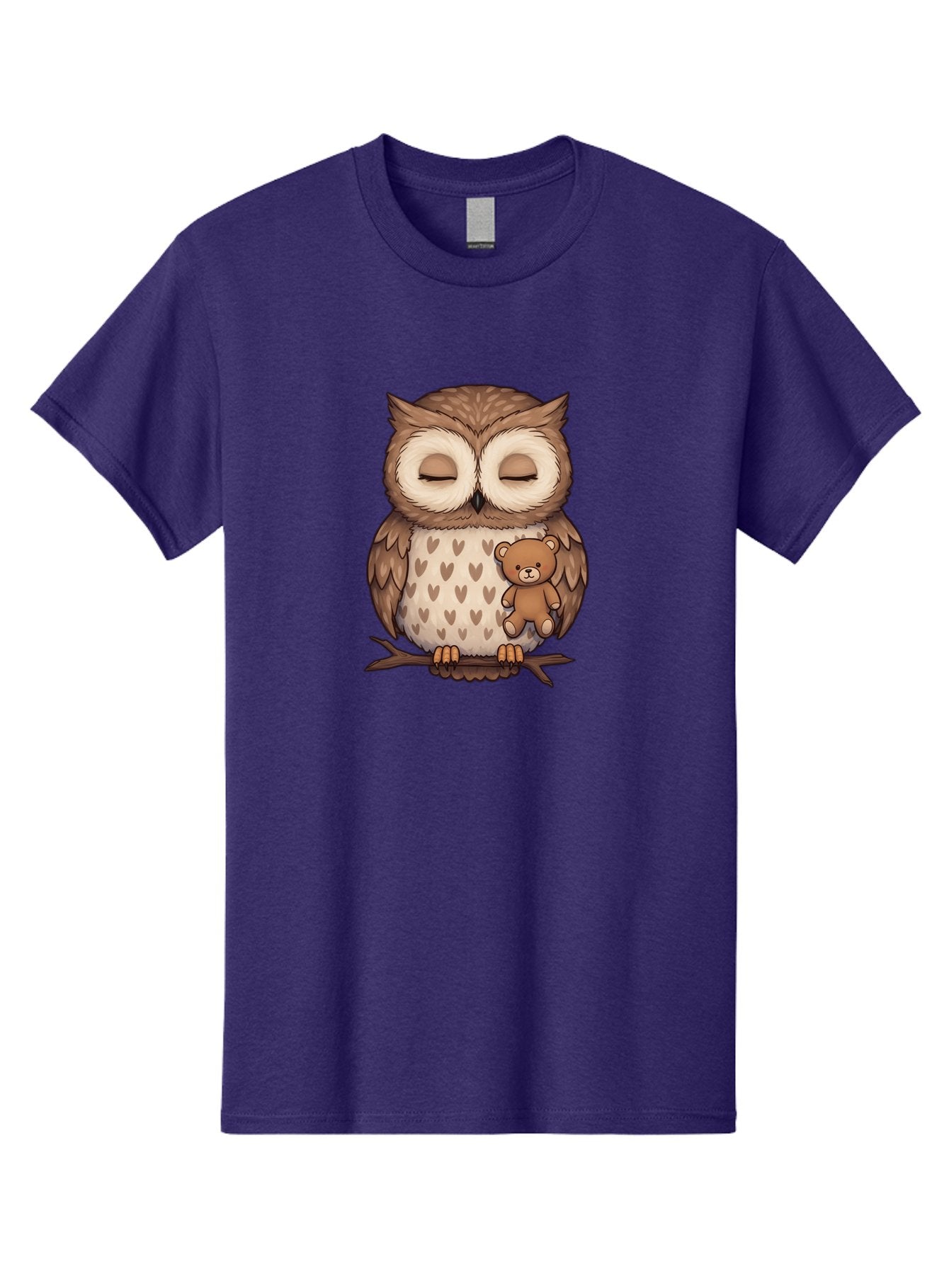 Owl-With-Teddy-2 Men'S Graphic Tee, 100% Cotton, Comfortable Casual Summer Wear, Machine Washable, Vintage Camera, Old Camera, Antique Camera, Black Camera, Classic Photography, Photography Equipment, Nostalgic Device, Film Camera, Camera Art Baf937