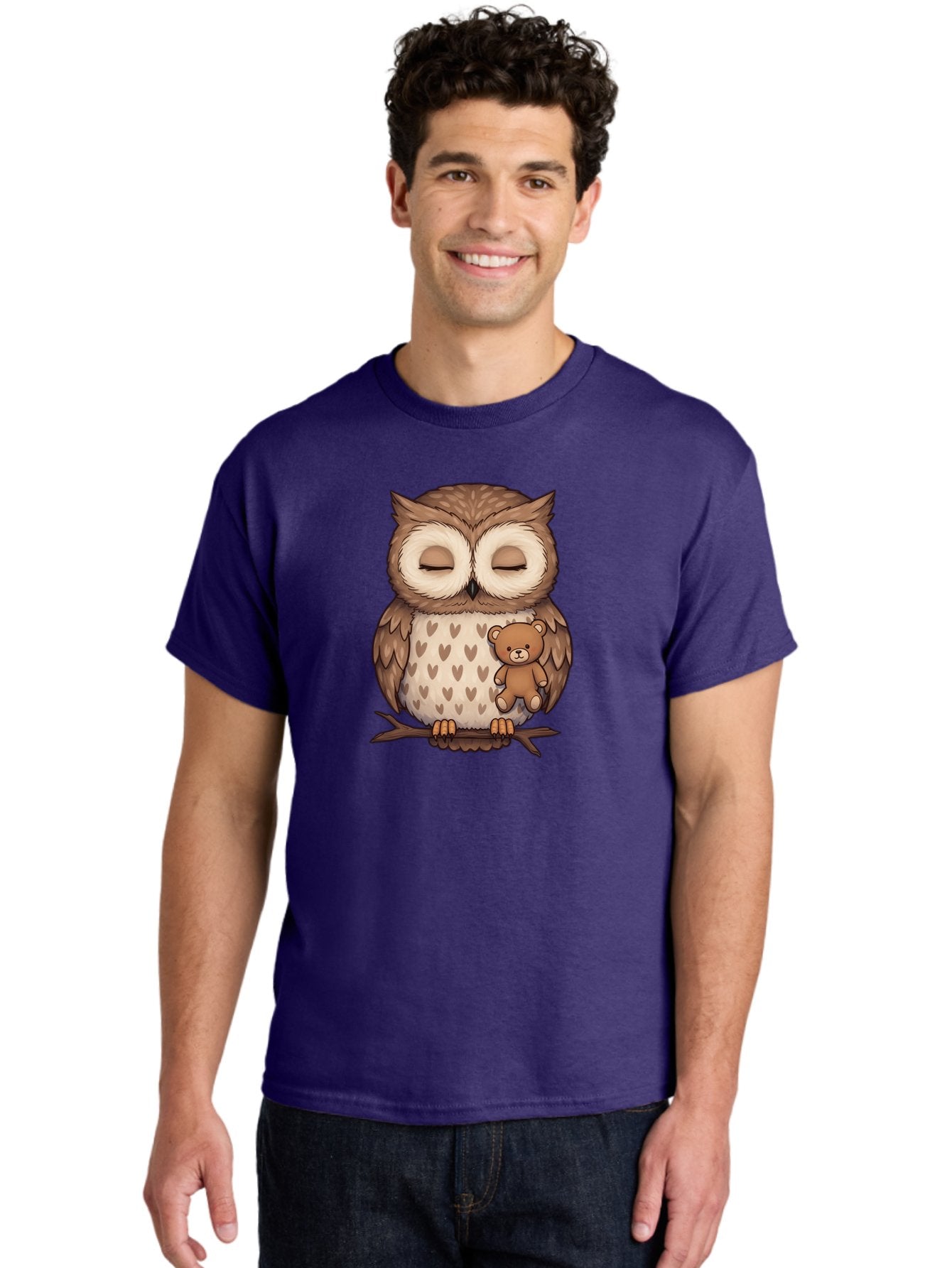 Owl-With-Teddy-2 Men'S Graphic Tee, 100% Cotton, Comfortable Casual Summer Wear, Machine Washable, Vintage Camera, Old Camera, Antique Camera, Black Camera, Classic Photography, Photography Equipment, Nostalgic Device, Film Camera, Camera Art Baf937 21