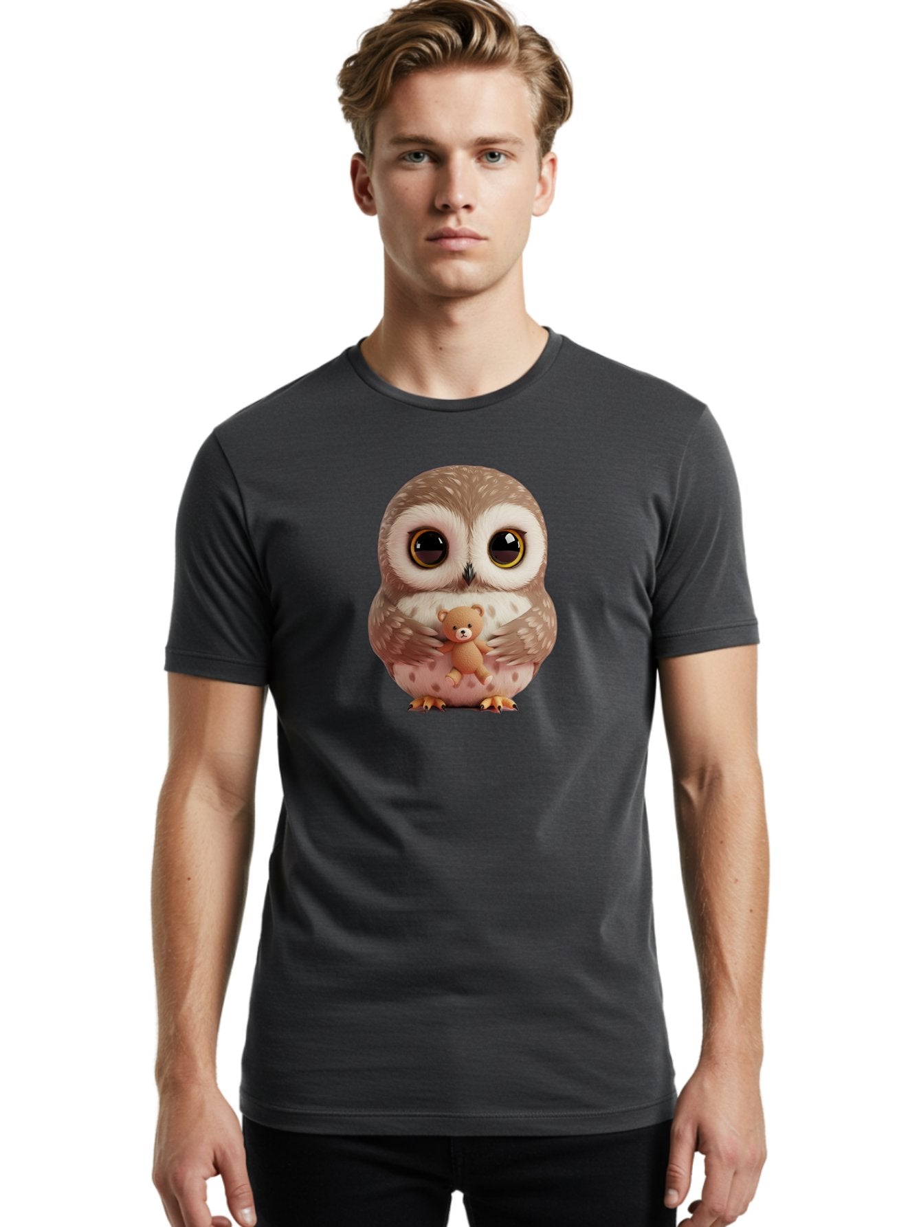 Owl-With-Teddy-3 Men'S Graphic Tee, 100% Cotton, Comfortable Casual Summer Wear, Machine Washable, Vintage Camera, Old Camera, Antique Camera, Black Camera, Classic Photography, Photography Equipment, Nostalgic Device, Film Camera, Camera Art Baf938 18