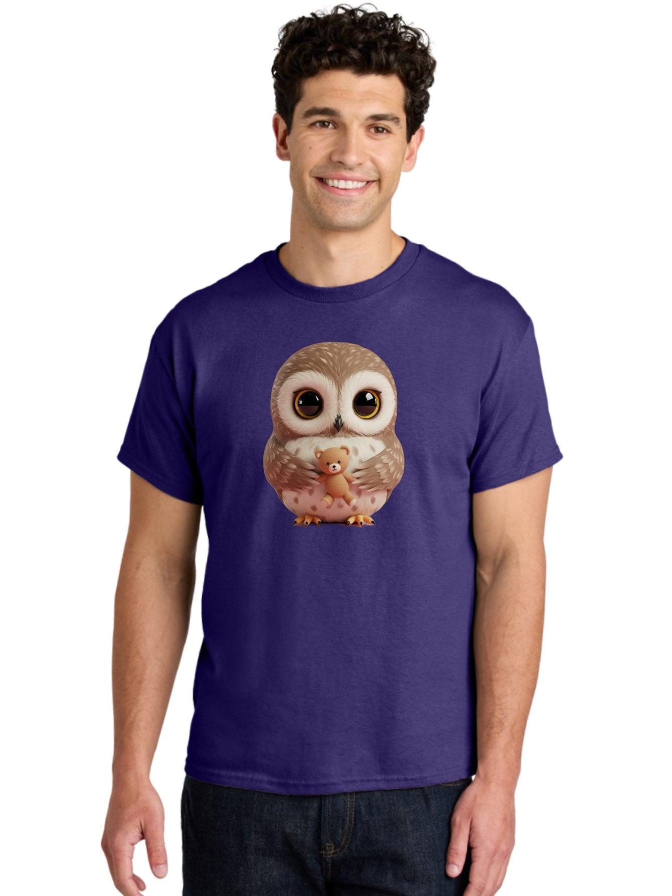 Owl-With-Teddy-3 Men'S Graphic Tee, 100% Cotton, Comfortable Casual Summer Wear, Machine Washable, Vintage Camera, Old Camera, Antique Camera, Black Camera, Classic Photography, Photography Equipment, Nostalgic Device, Film Camera, Camera Art Baf938 26