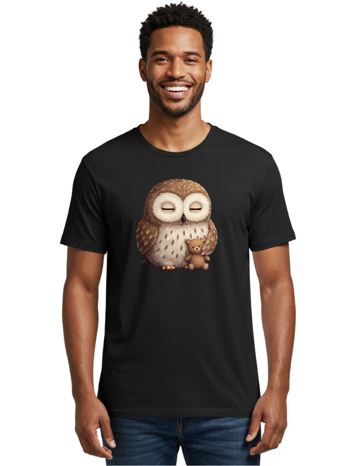 Owl-With-Teddy-Bear Men'S Graphic Tee, 100% Cotton, Comfortable Casual Summer Wear, Machine Washable, Vintage Camera, Old Camera, Antique Camera, Black Camera, Classic Photography, Photography Equipment, Nostalgic Device, Film Camera, Baf940 30