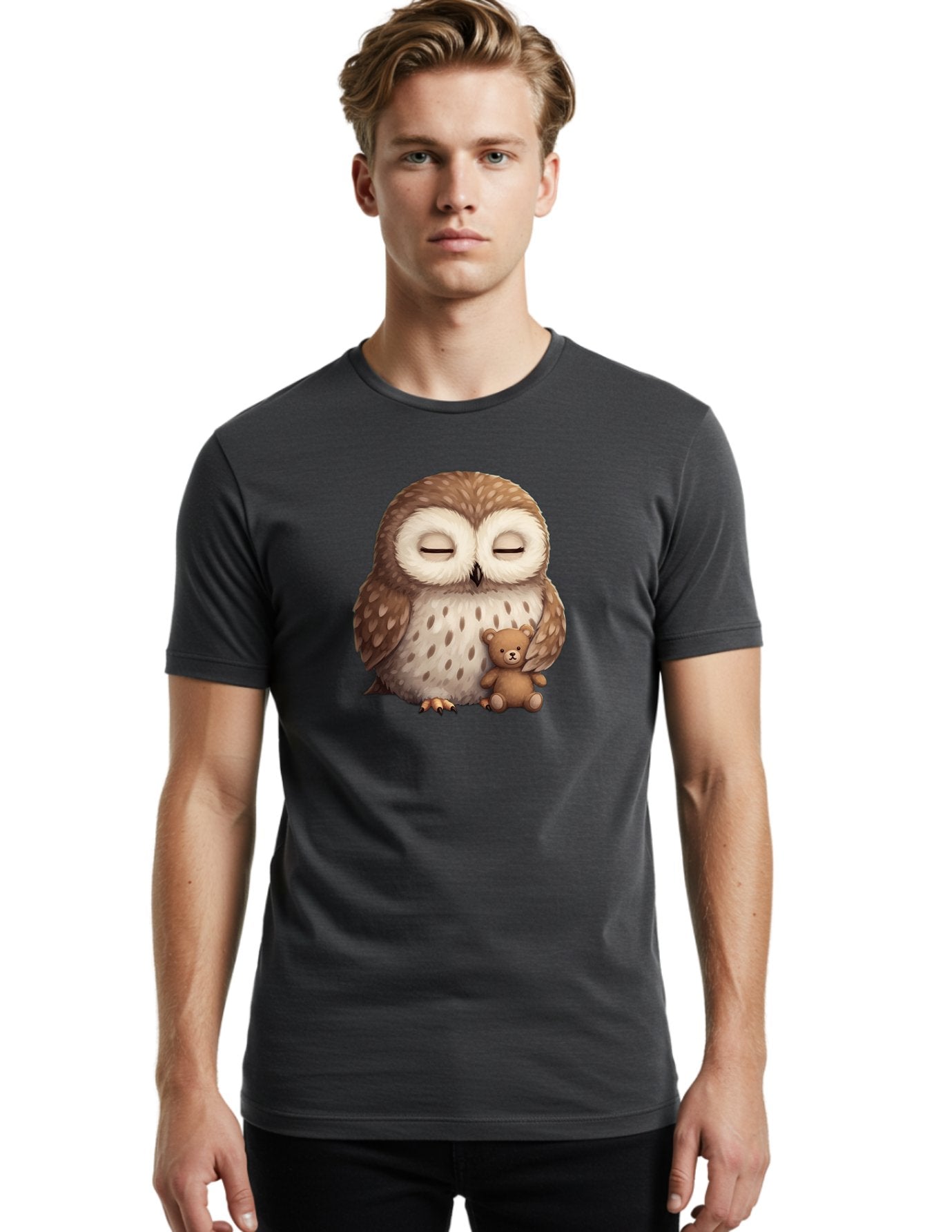 Owl-With-Teddy-Bear Men'S Graphic Tee, 100% Cotton, Comfortable Casual Summer Wear, Machine Washable, Vintage Camera, Old Camera, Antique Camera, Black Camera, Classic Photography, Photography Equipment, Nostalgic Device, Film Camera, Baf940 26