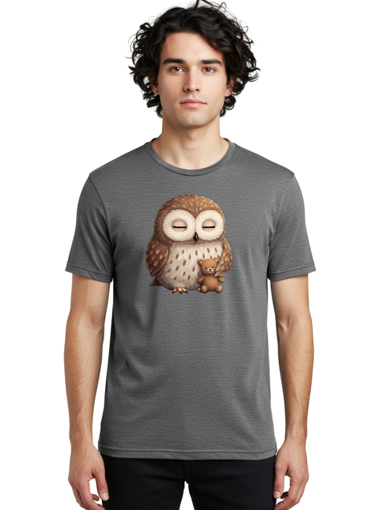 Owl-With-Teddy-Bear Men'S Graphic Tee, 100% Cotton, Comfortable Casual Summer Wear, Machine Washable, Vintage Camera, Old Camera, Antique Camera, Black Camera, Classic Photography, Photography Equipment, Nostalgic Device, Film Camera, Baf940 20