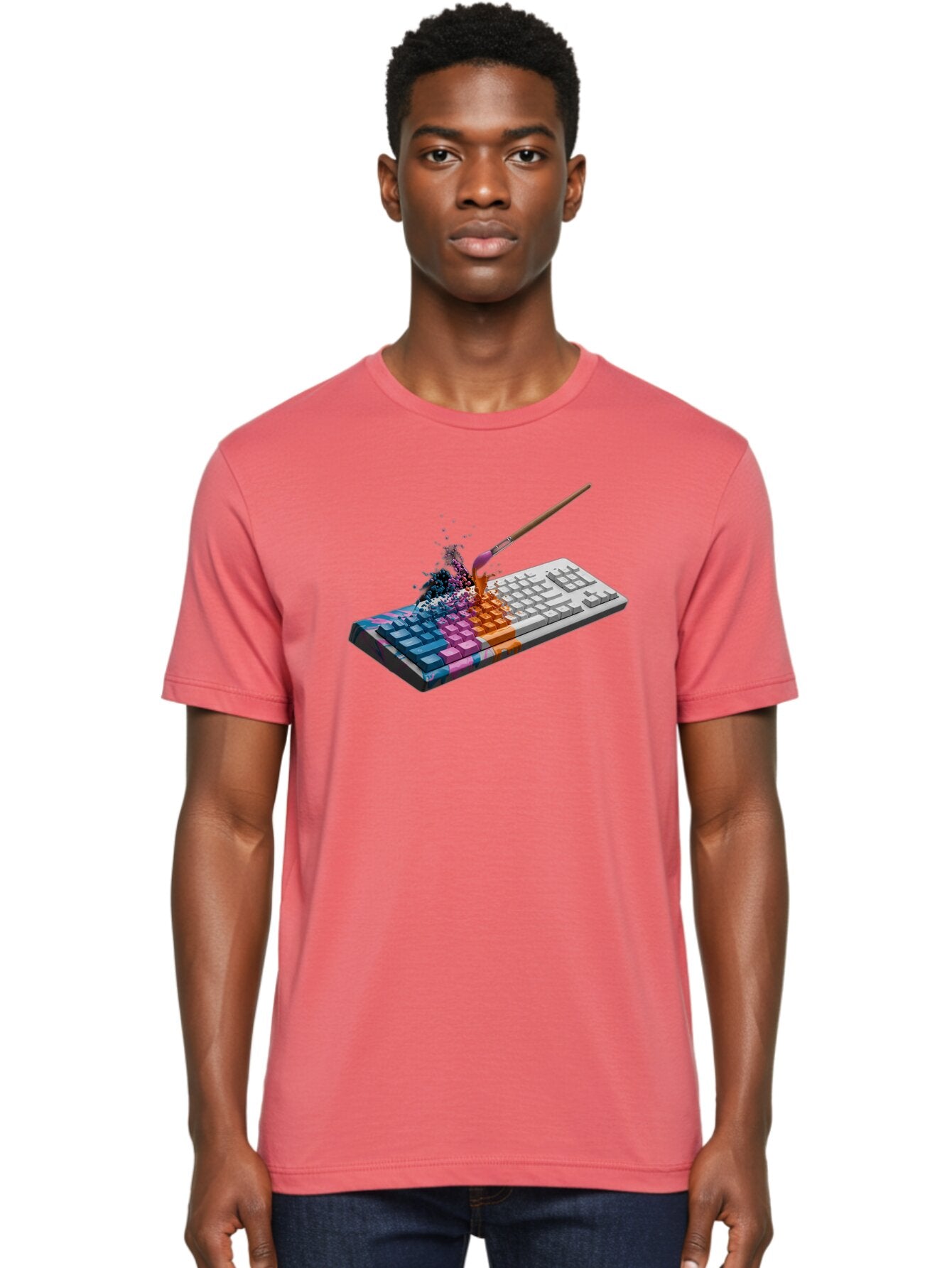 Paintbrush-Keyboard Men'S Graphic Tee, 100% Cotton, Comfortable Casual Summer Wear, Machine Washable, Vintage Camera, Old Camera, Antique Camera, Black Camera, Classic Photography, Photography Equipment, Nostalgic Device, Film Camera, Baf942 29