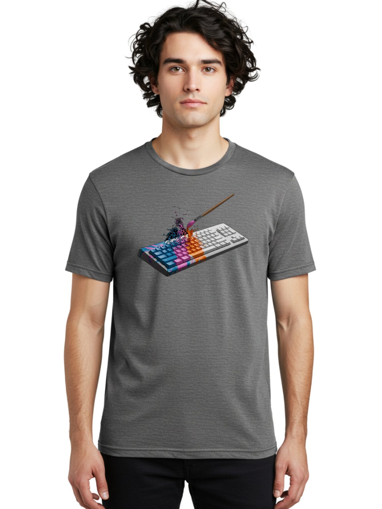 Paintbrush-Keyboard Men'S Graphic Tee, 100% Cotton, Comfortable Casual Summer Wear, Machine Washable, Vintage Camera, Old Camera, Antique Camera, Black Camera, Classic Photography, Photography Equipment, Nostalgic Device, Film Camera, Baf942 23