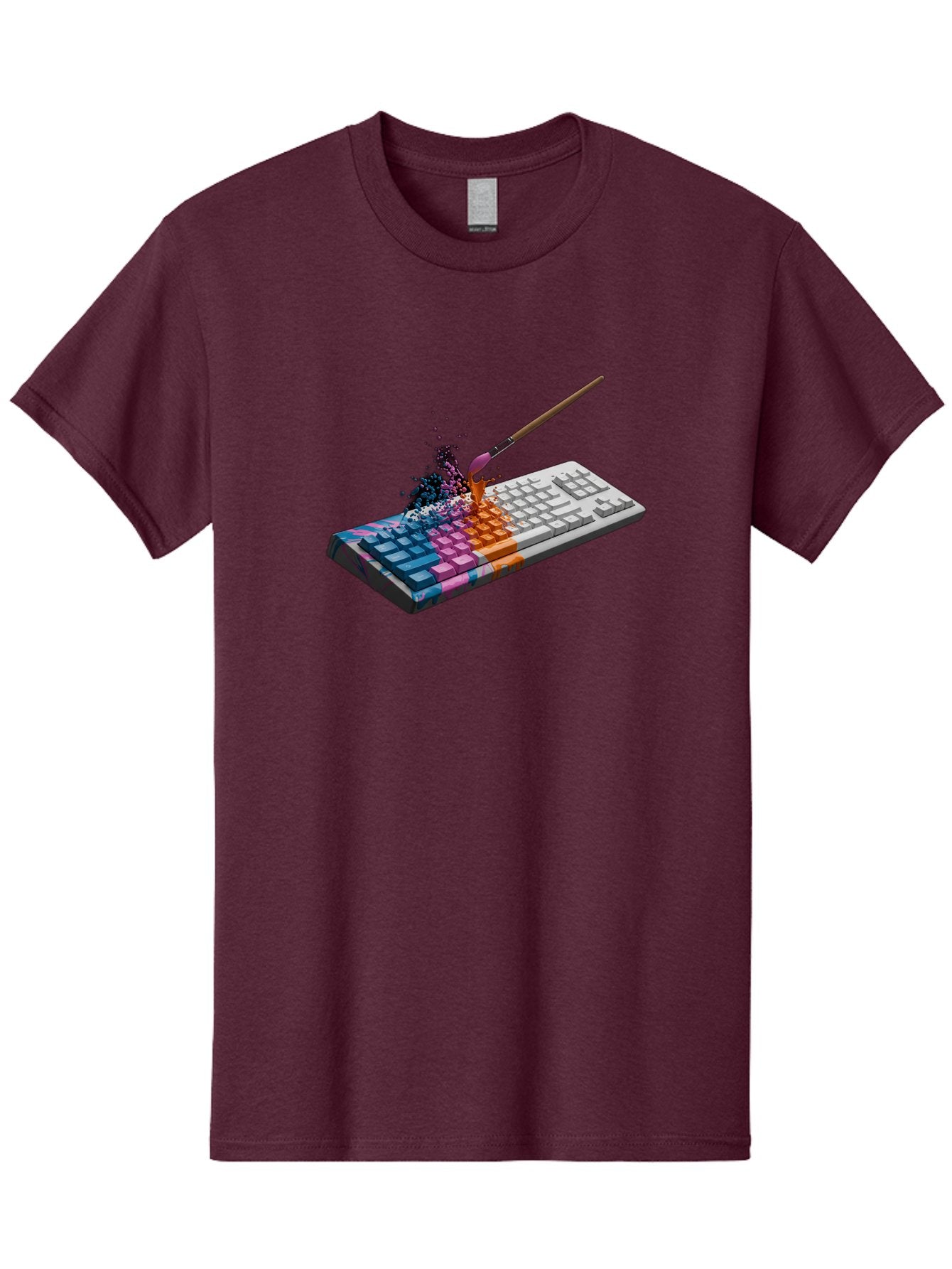 Paintbrush-Keyboard Men'S Graphic Tee, 100% Cotton, Comfortable Casual Summer Wear, Machine Washable, Vintage Camera, Old Camera, Antique Camera, Black Camera, Classic Photography, Photography Equipment, Nostalgic Device, Film Camera, Baf942