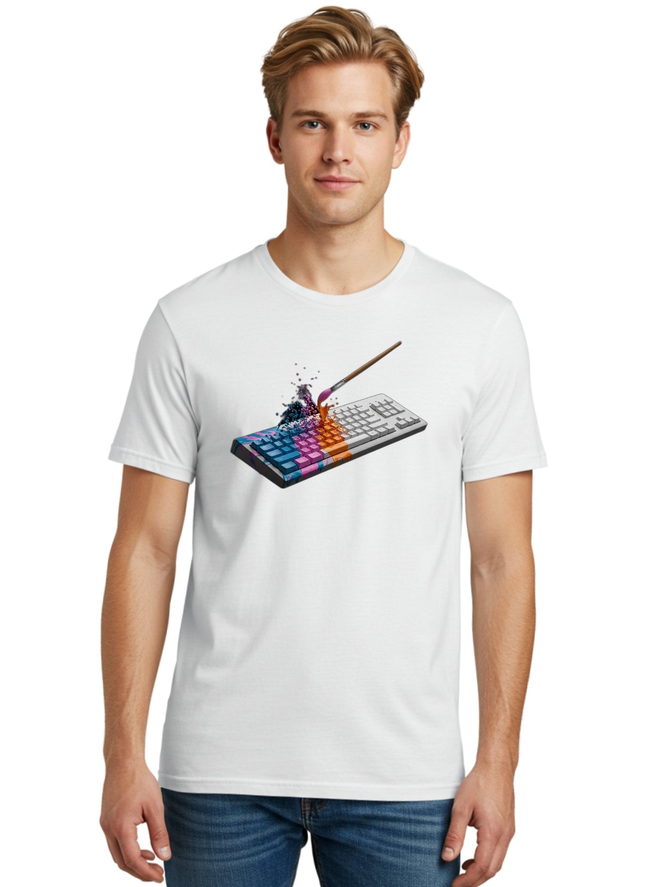 Paintbrush-Keyboard Men'S Graphic Tee, 100% Cotton, Comfortable Casual Summer Wear, Machine Washable, Vintage Camera, Old Camera, Antique Camera, Black Camera, Classic Photography, Photography Equipment, Nostalgic Device, Film Camera, Baf942 18
